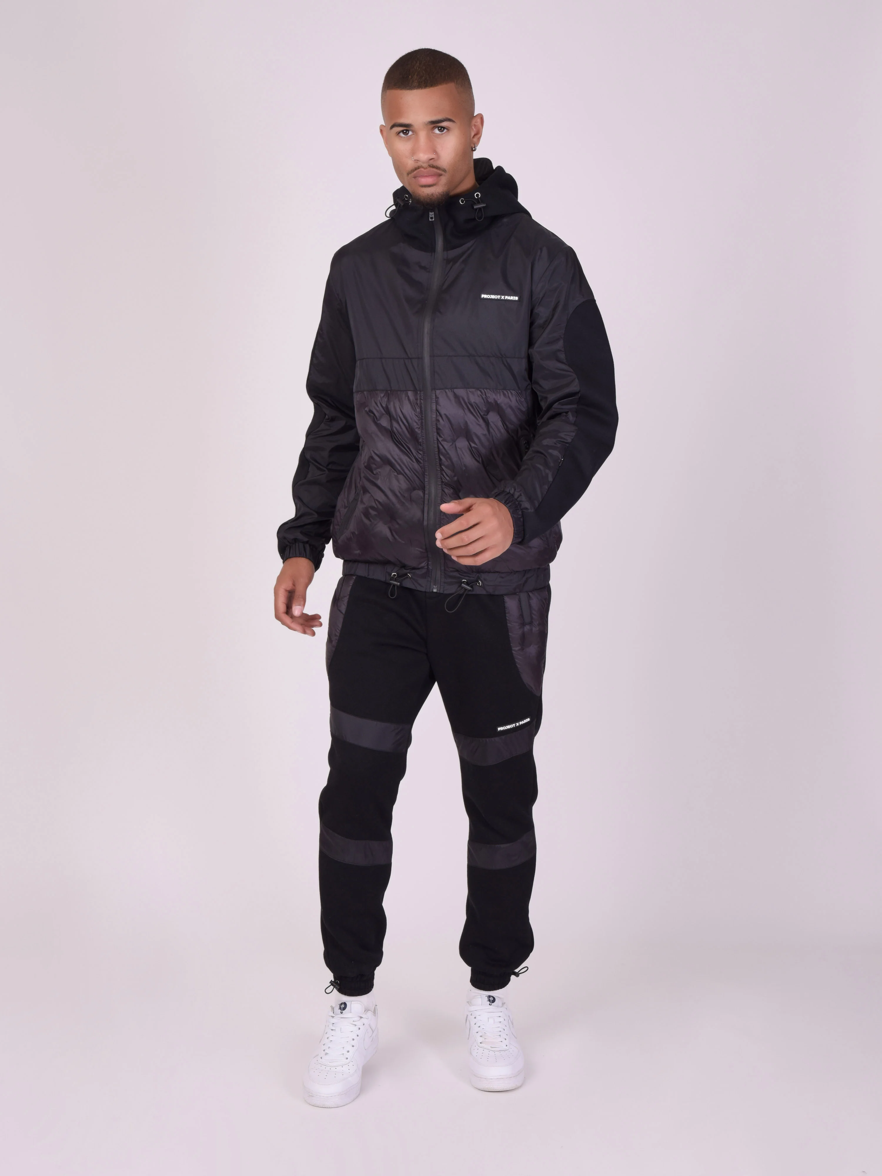 Veste à capuche bi-matière matelassage rond - Image 2