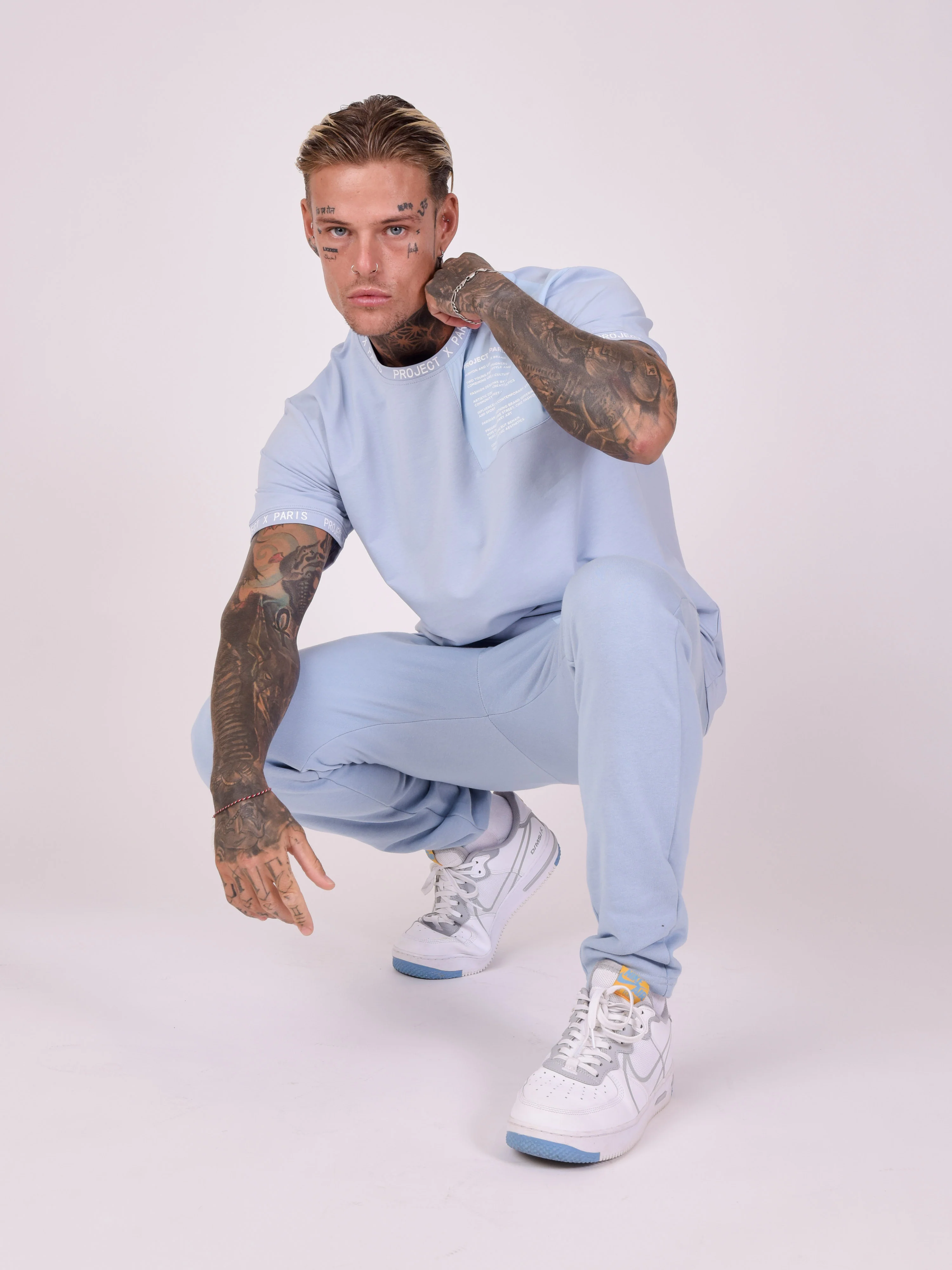 Bas de jogging empiècement avec texte