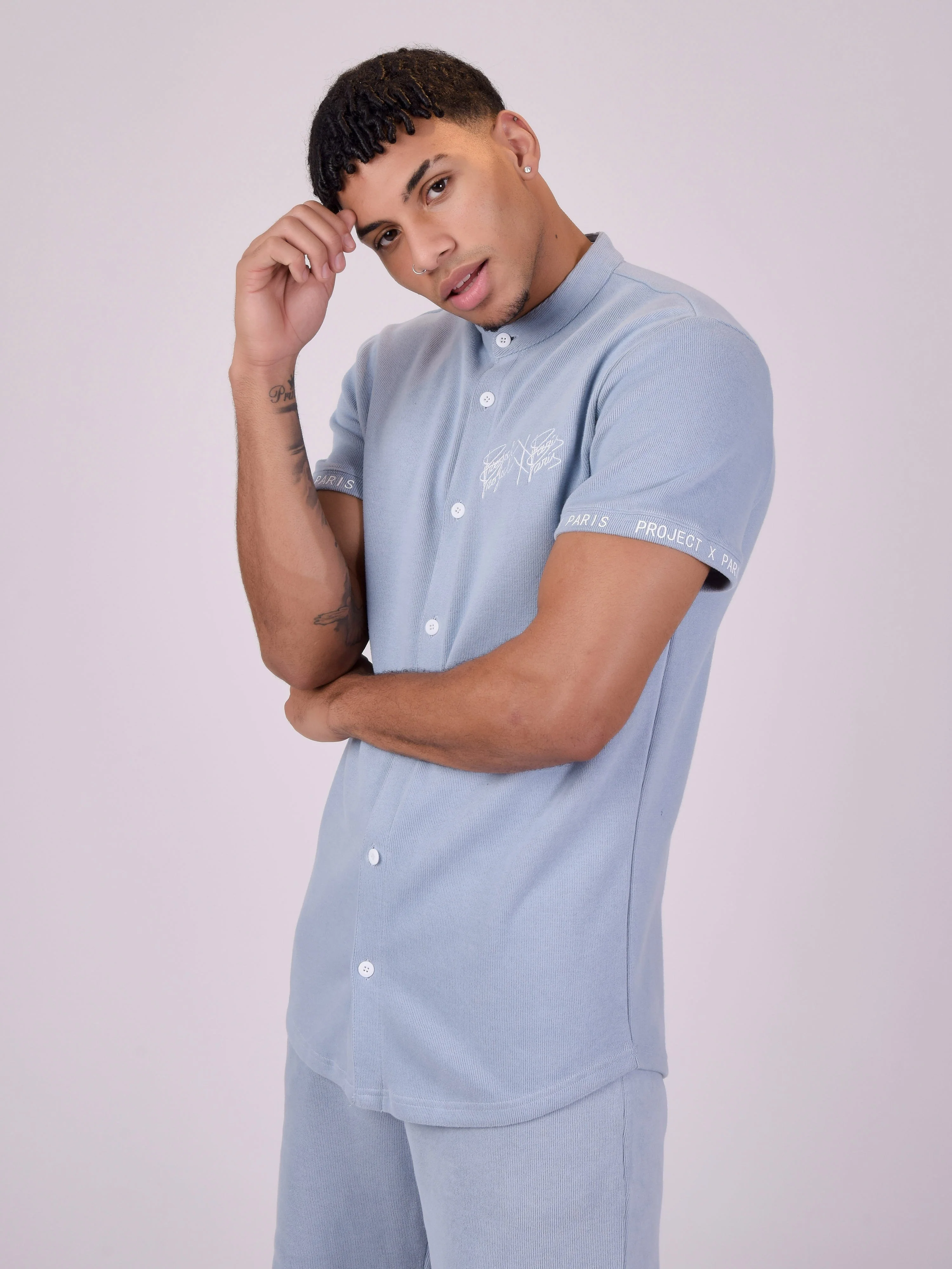 Chemise col mao style maille - Image 4