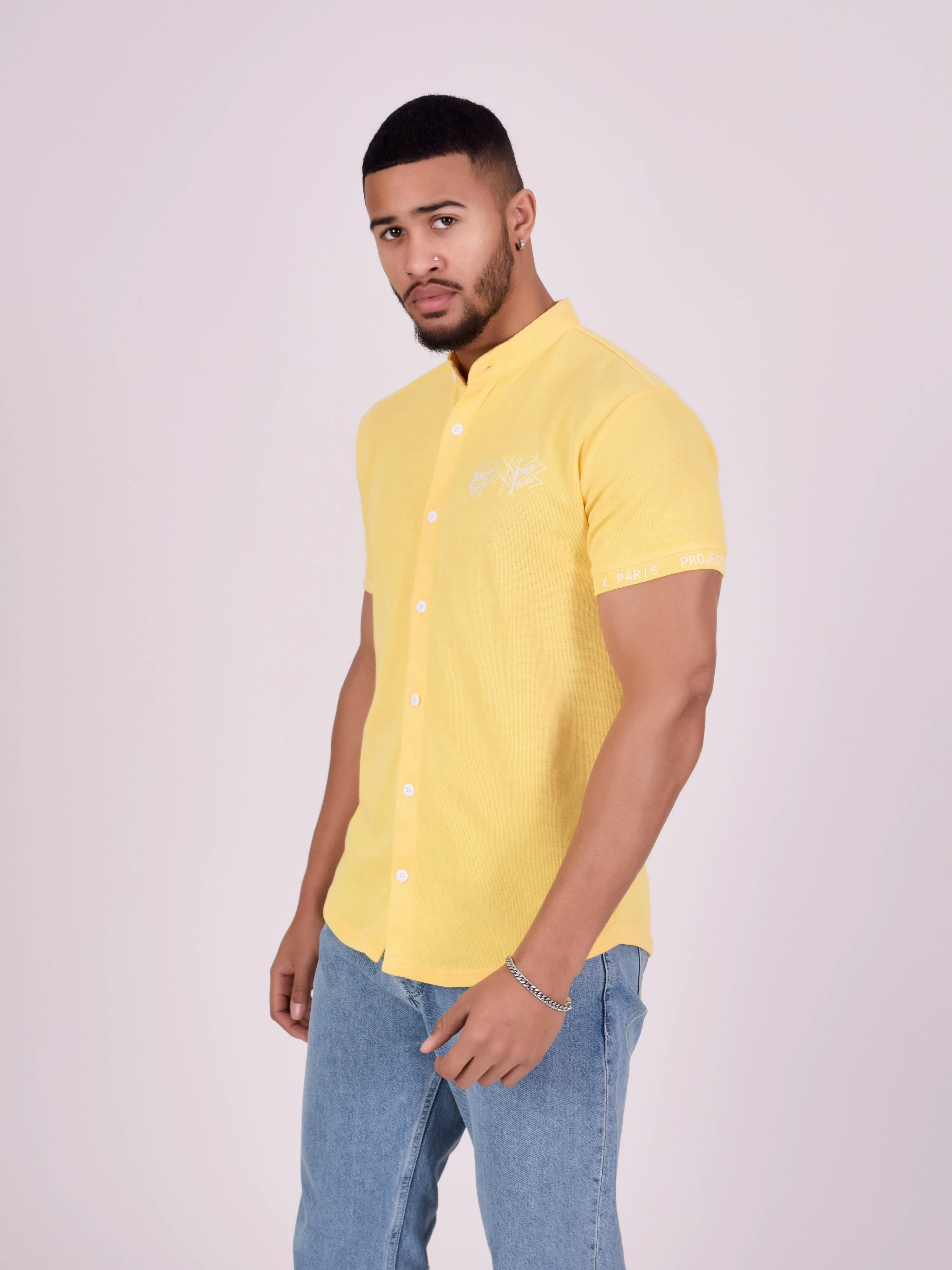 Chemise col mao style maille - Image 4