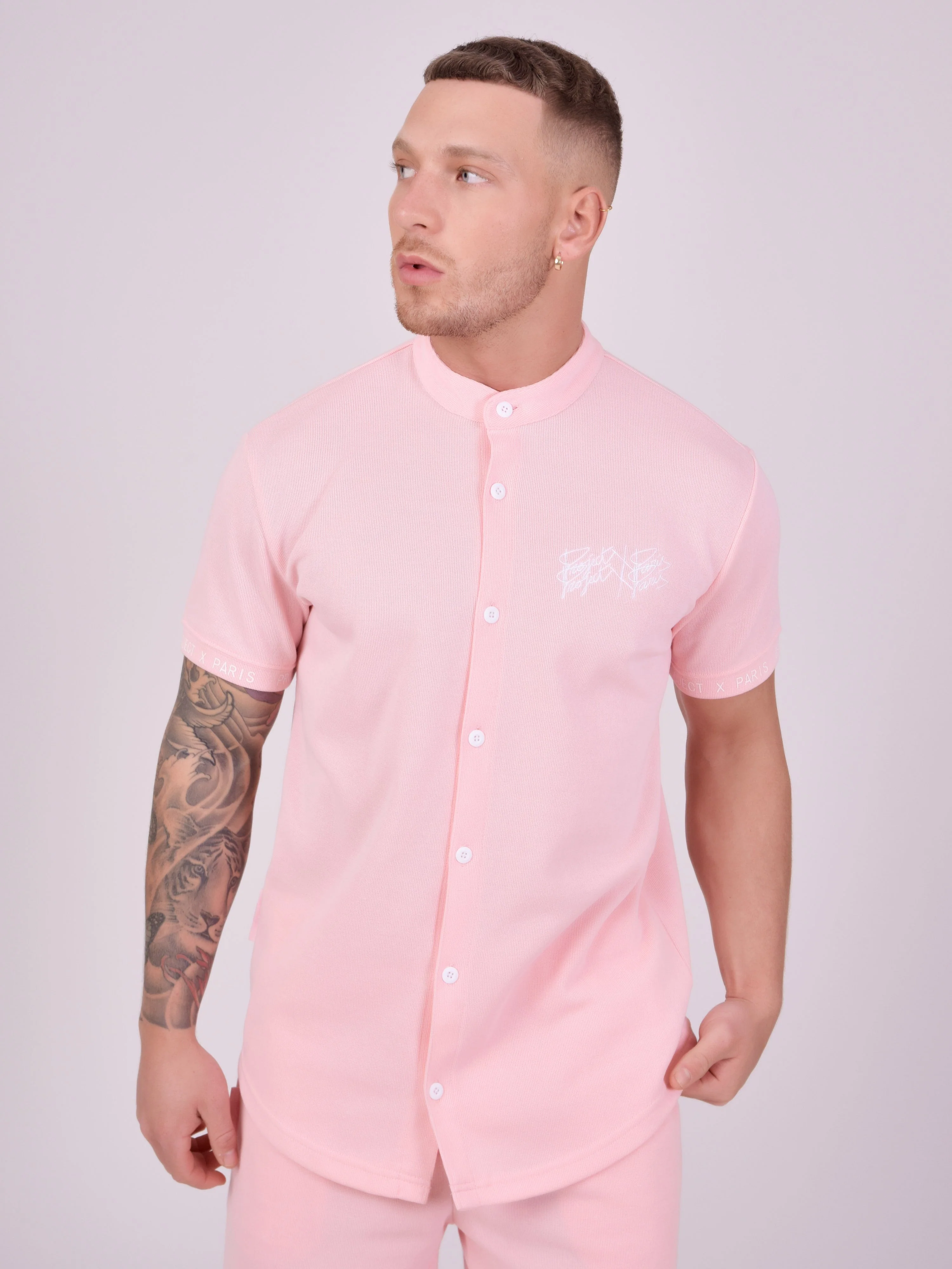 Chemise col mao style maille - Image 3