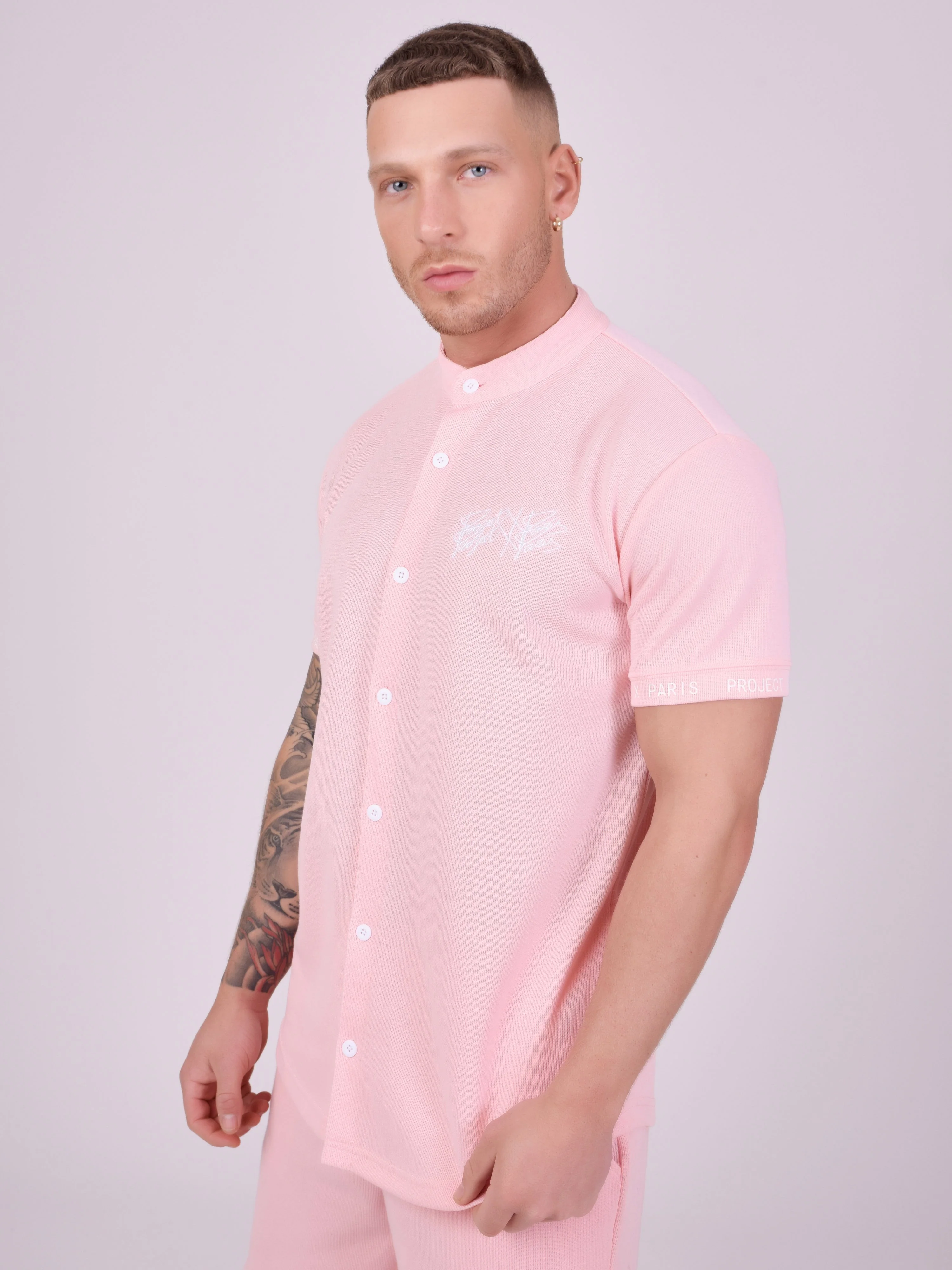 Chemise col mao style maille - Image 4