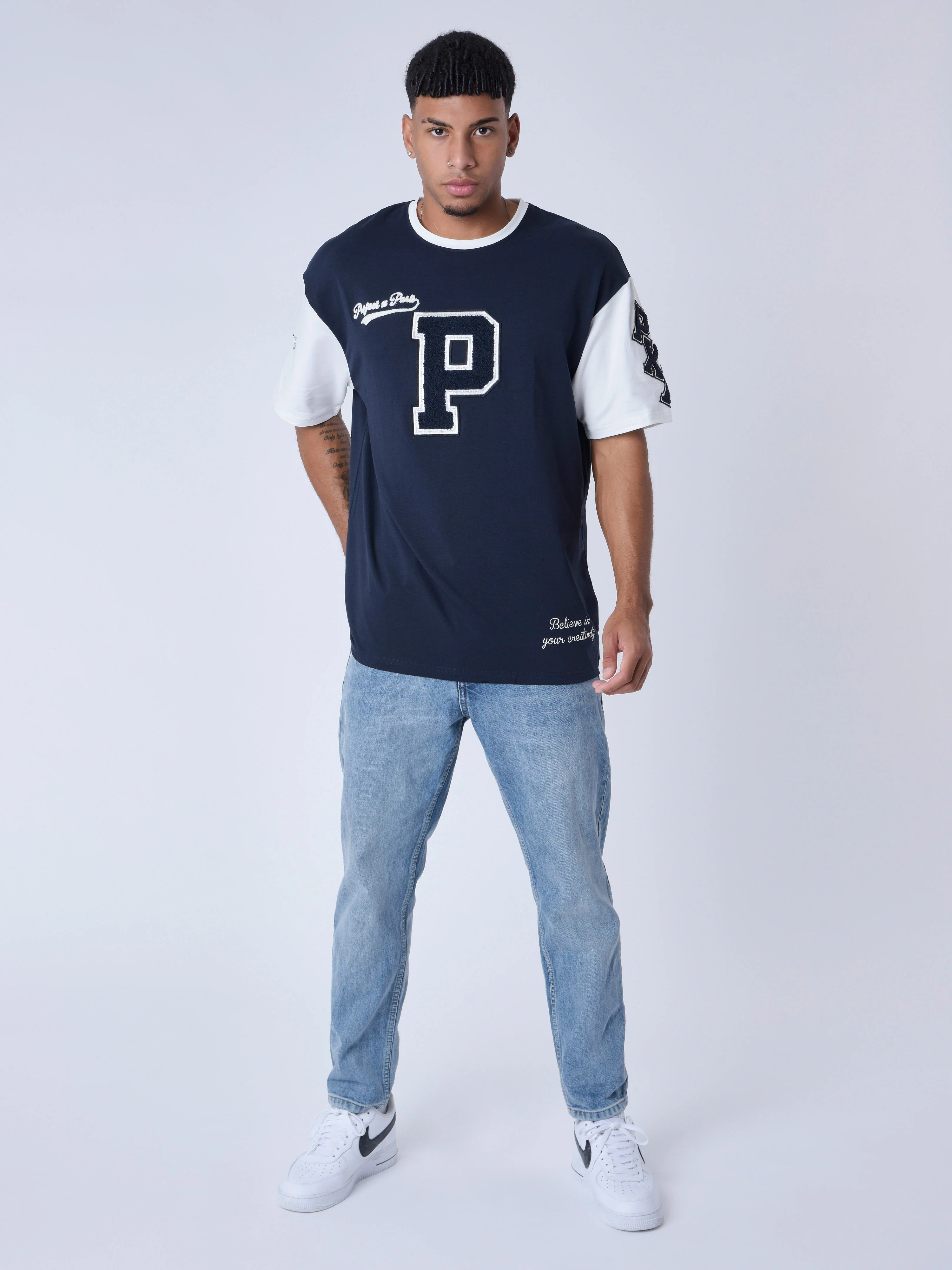 T-shirt bicolore style universitaire - Image 3