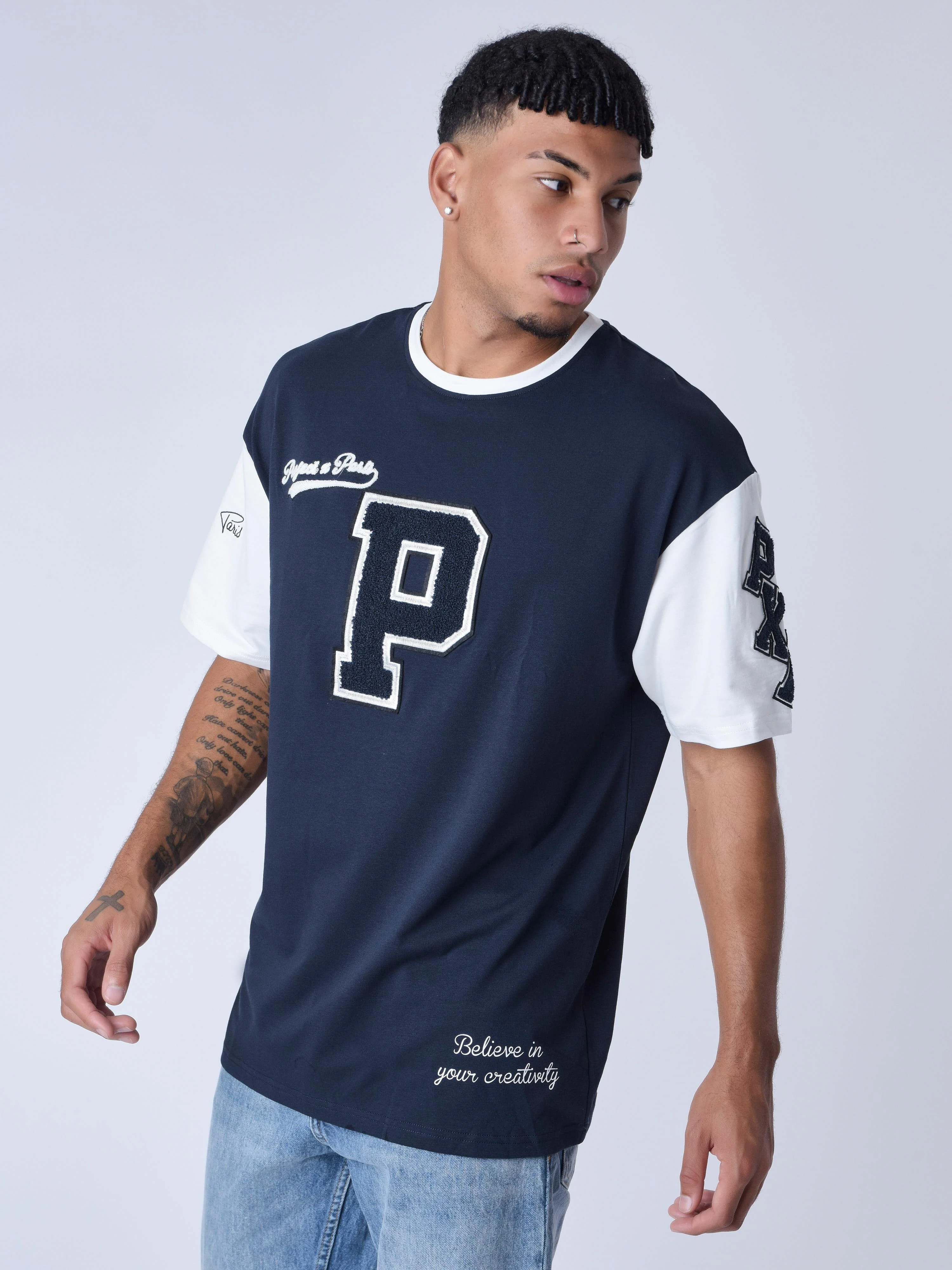 T-shirt bicolore style universitaire - Image 4