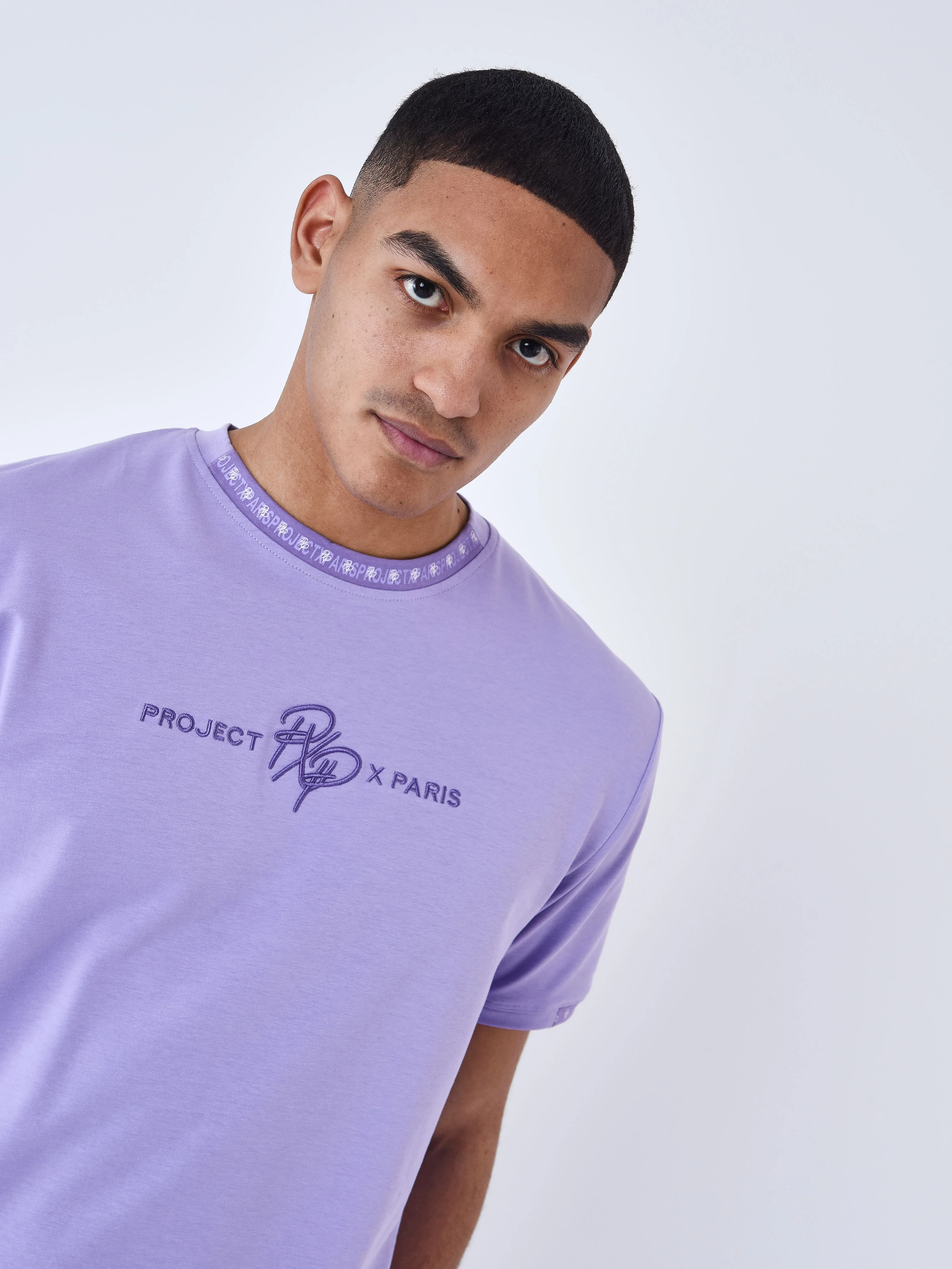 T-shirt uni avec bande logo
