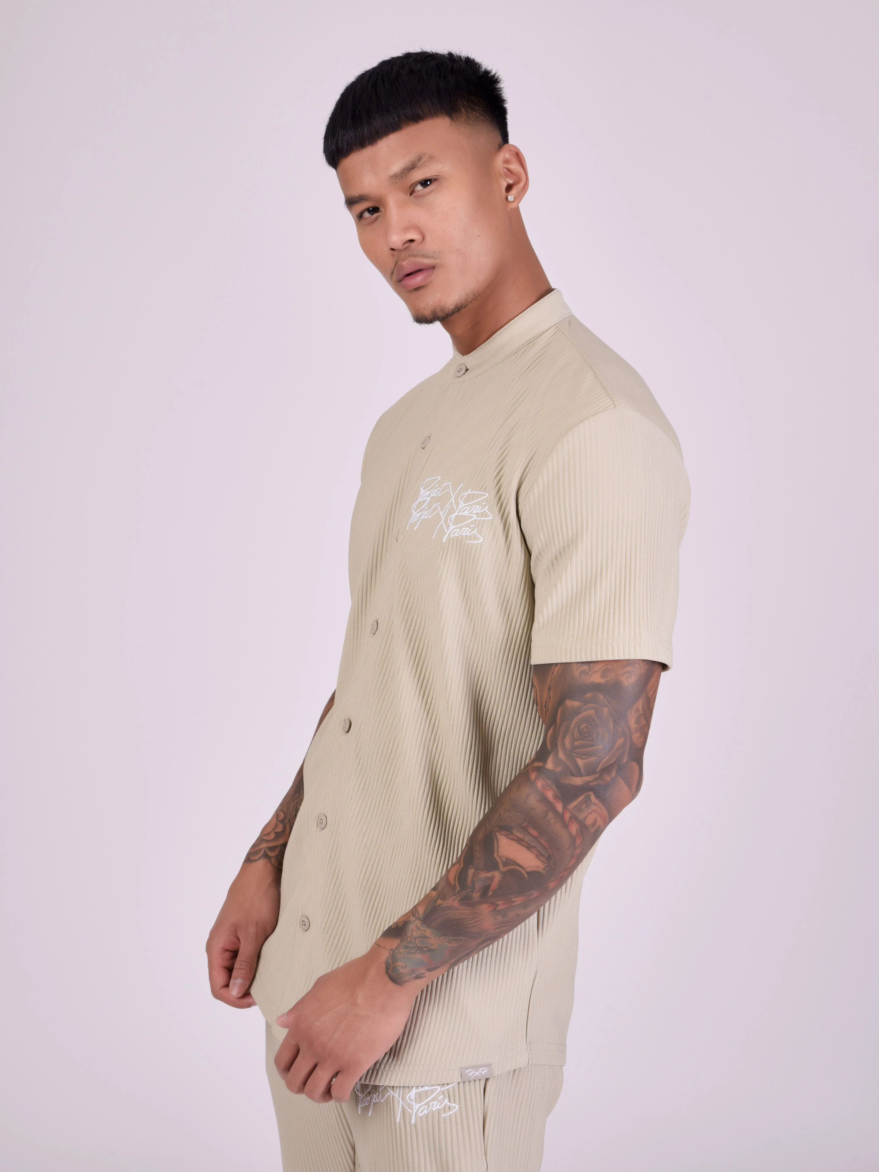 Chemise col mao en matière texturée - Image 4