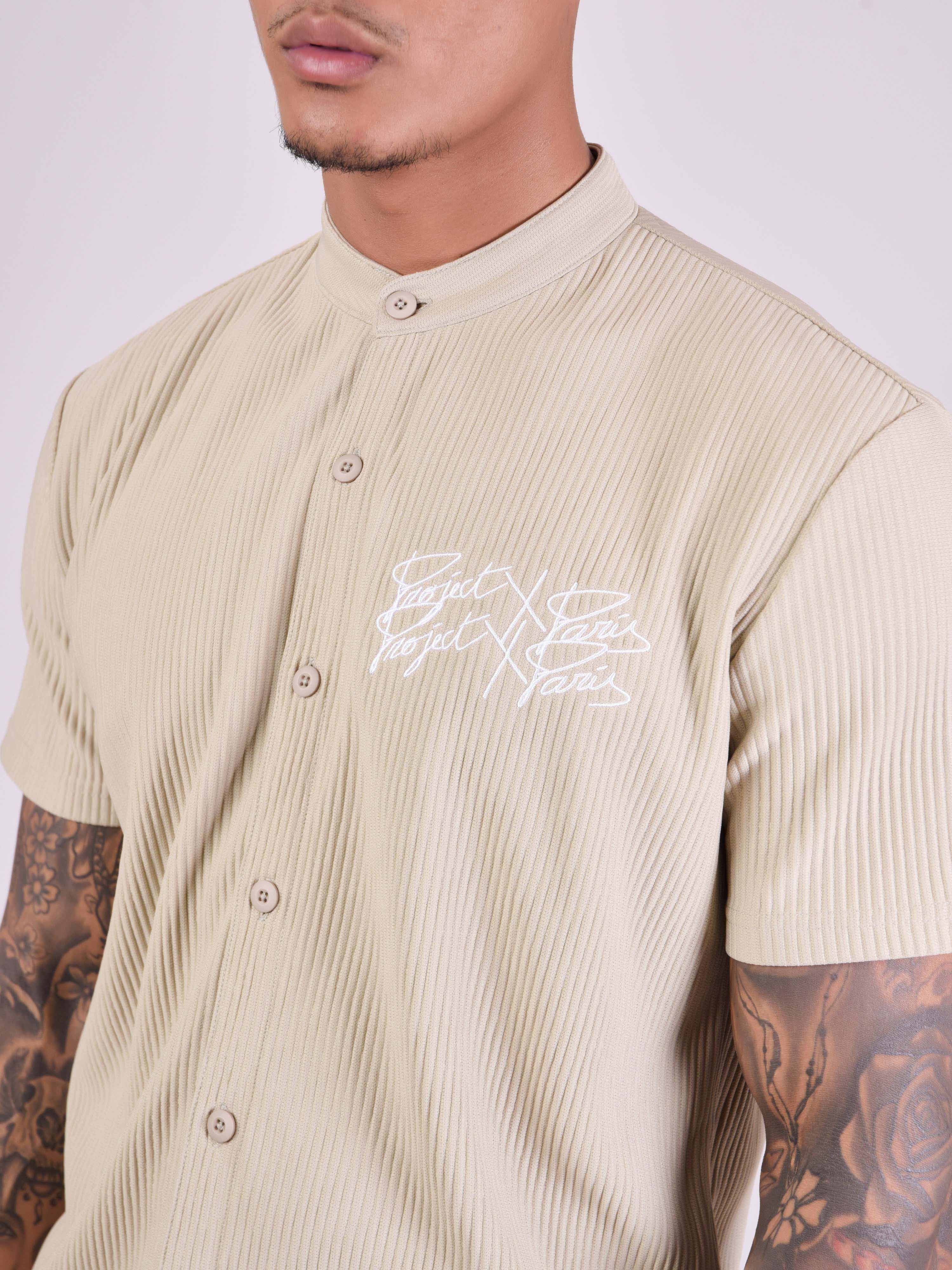 Chemise col mao en matière texturée - Image 6