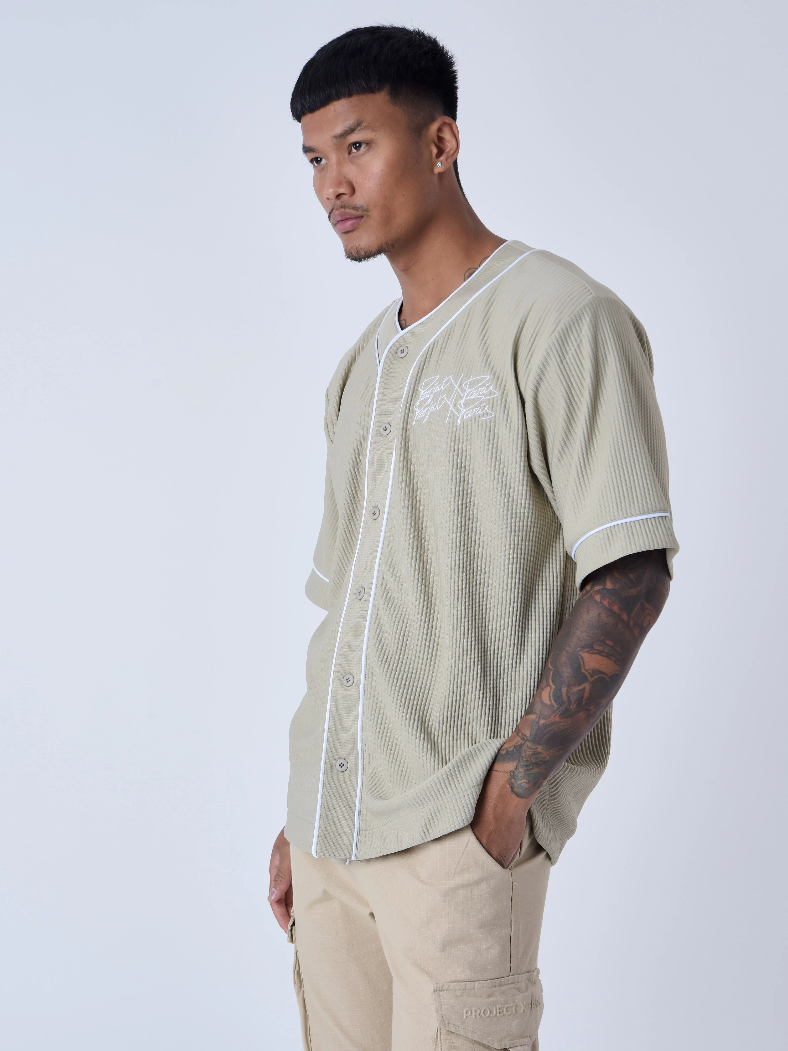 Chemise style Maillot de baseball en matière texturé - Image 4