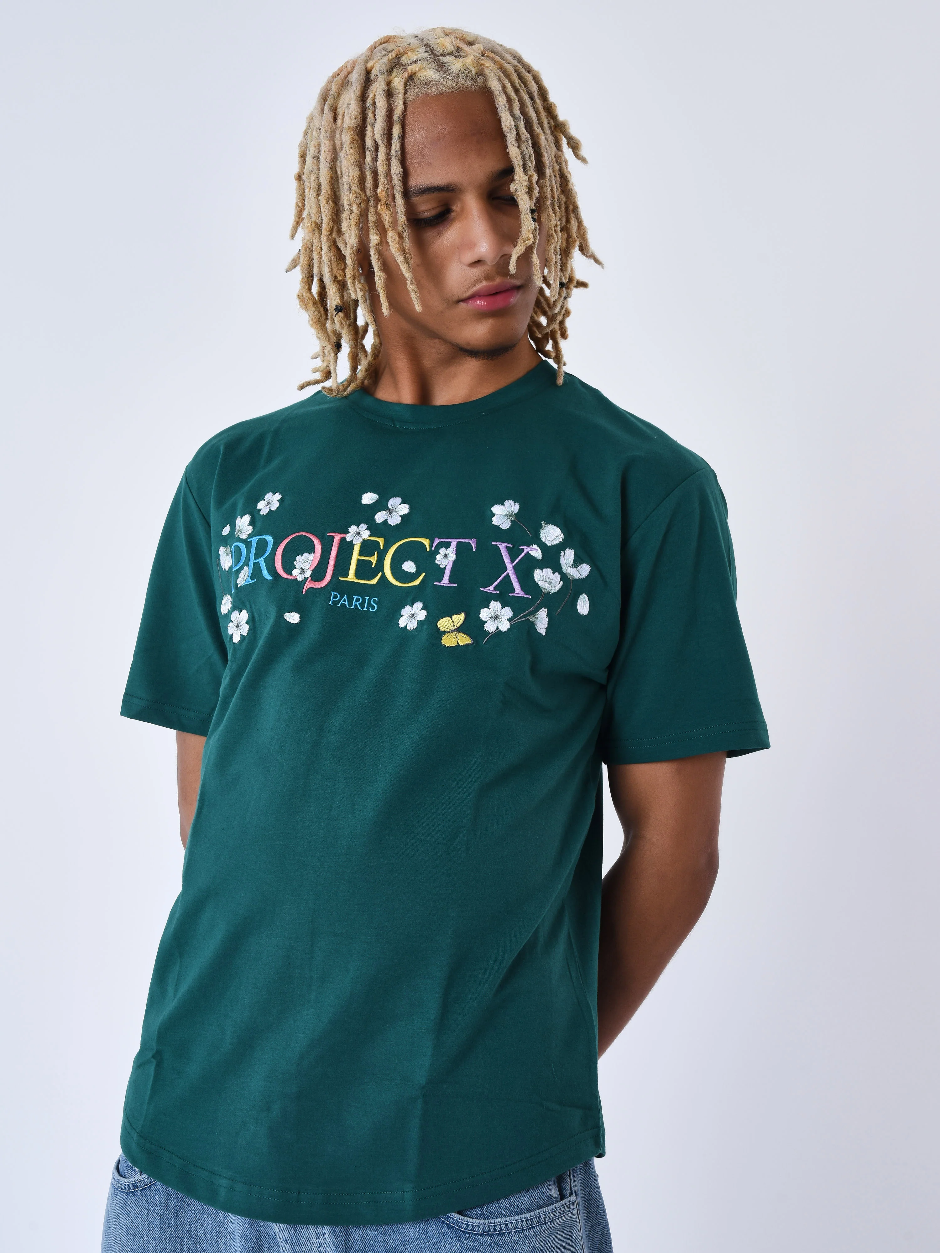 T-shirt fleurit brode