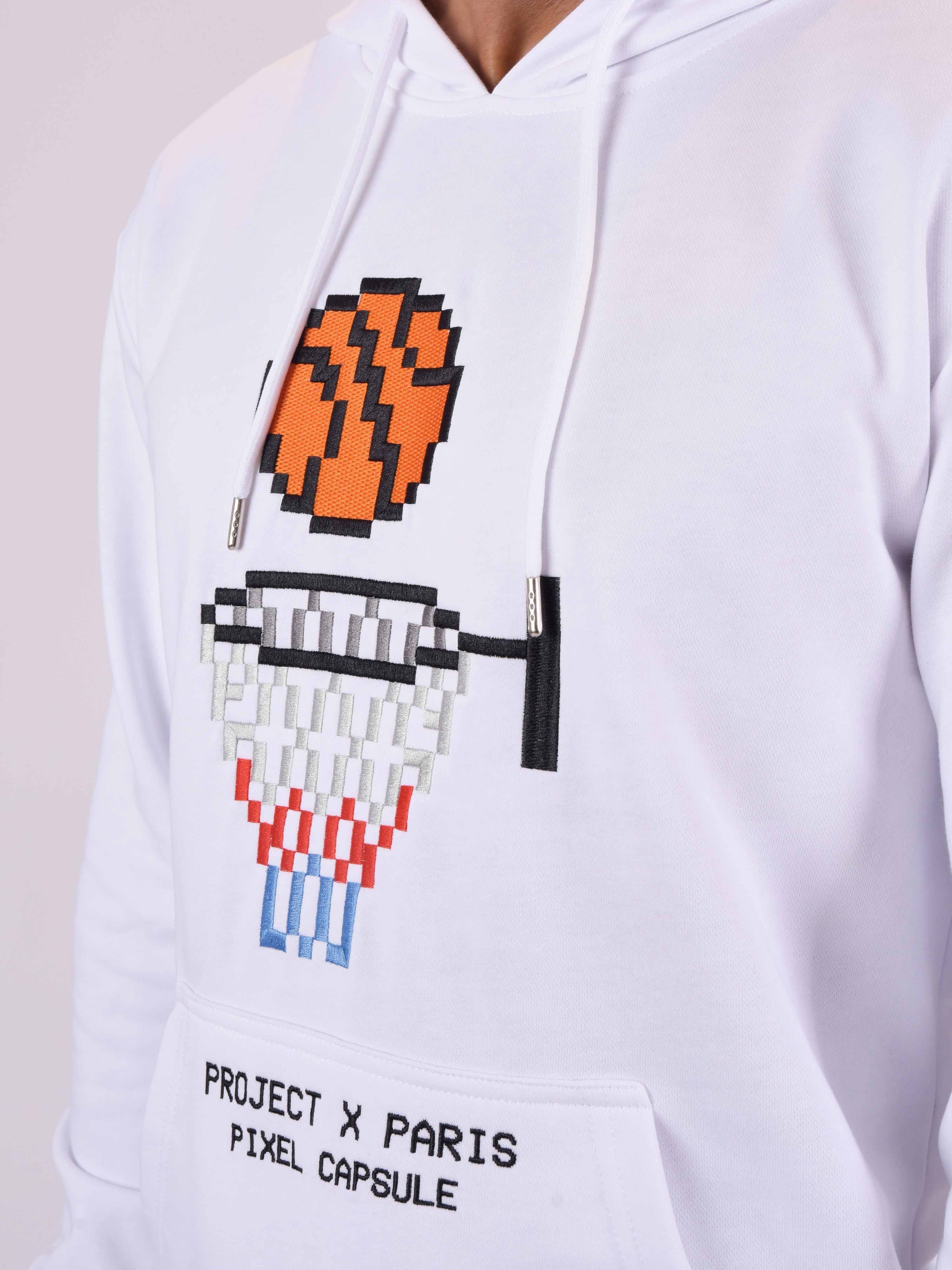 Sweat à Capuche dessin panier de basket de pixels en broderie - Image 6
