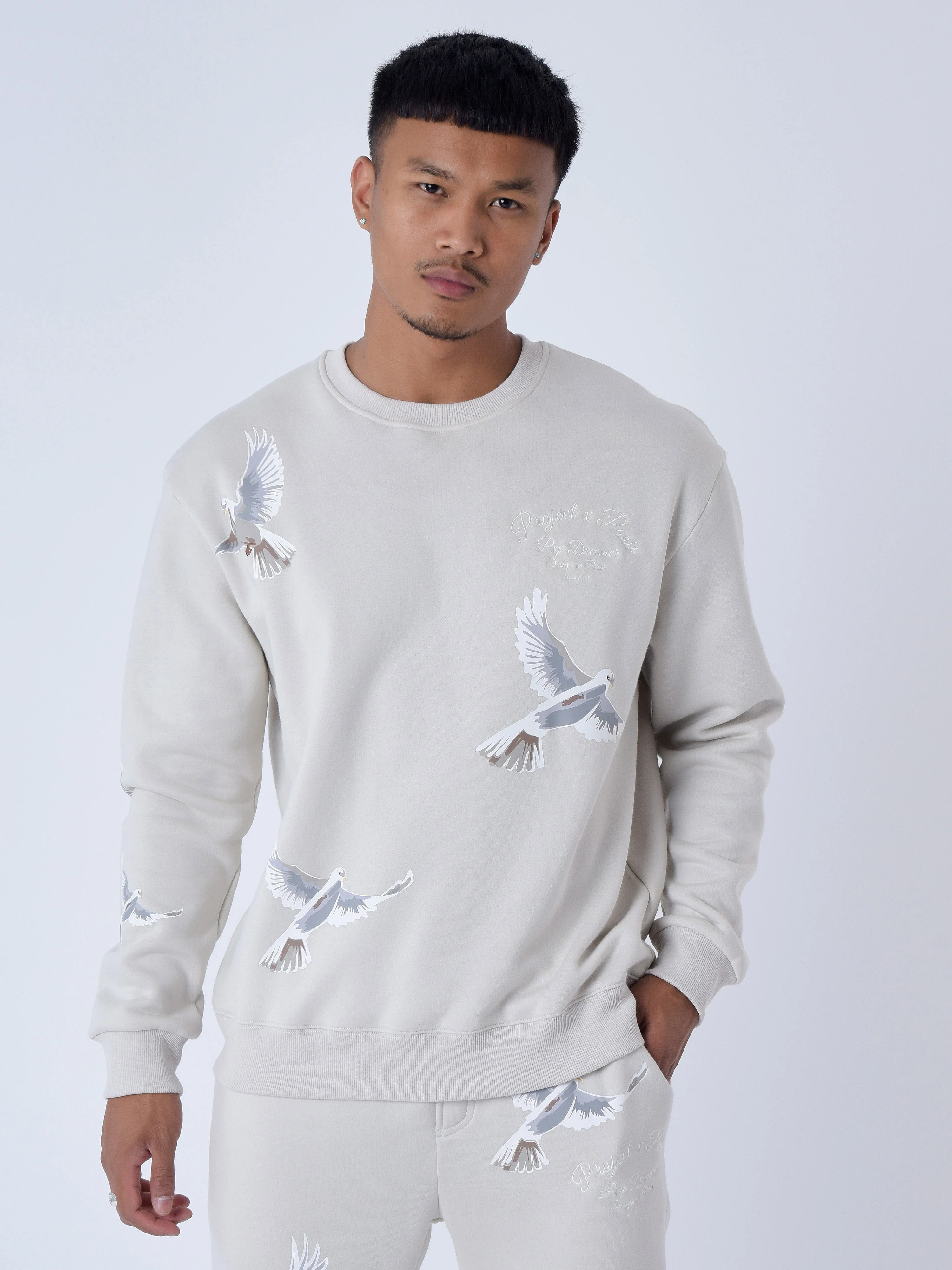 Sweatshirt loose à motif colombes - Image 4