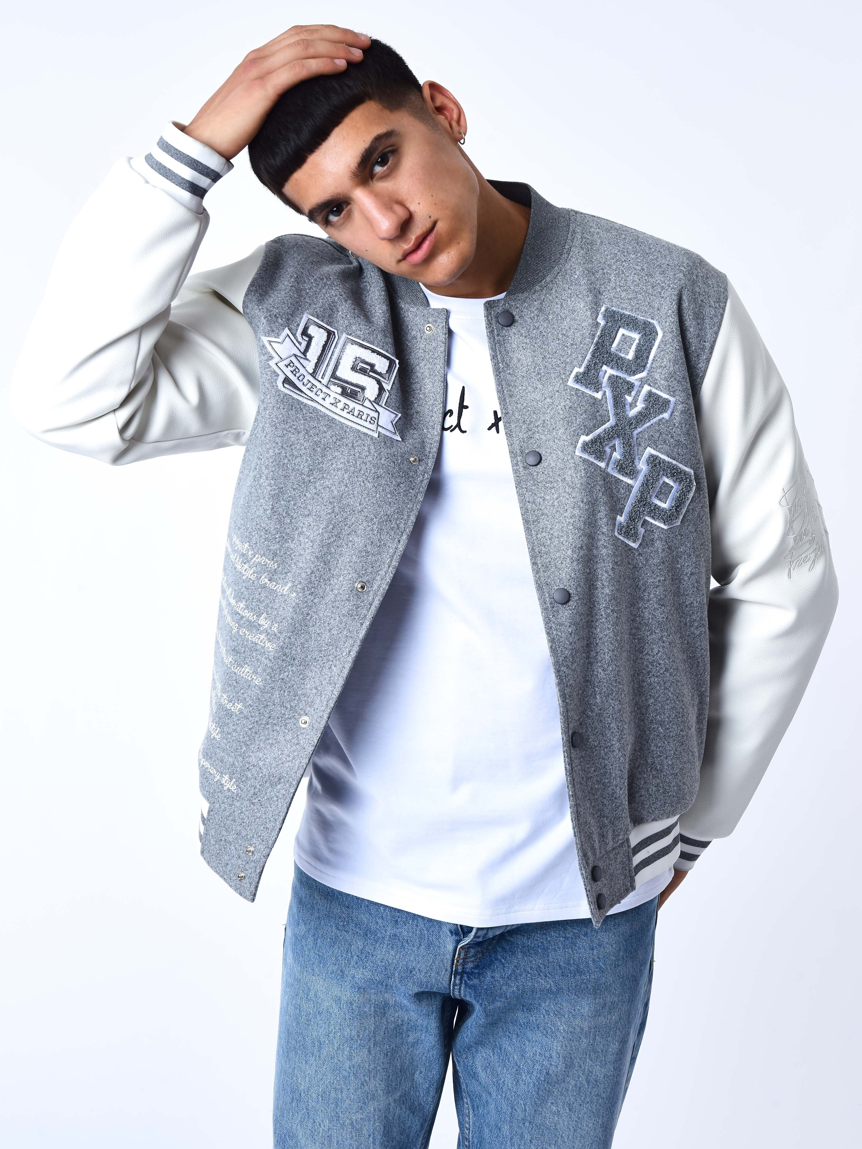 Veste oversize style universitaire avec écusson brodés