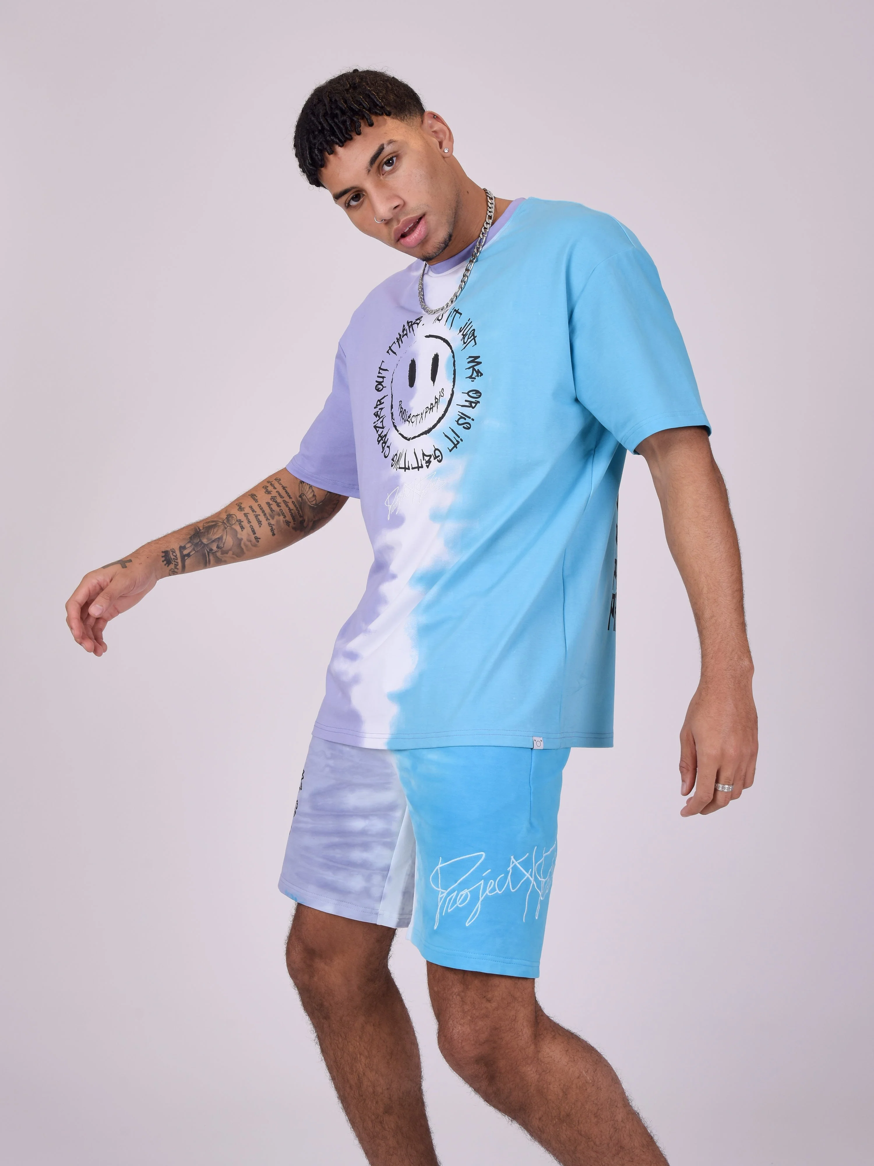 Short bicolore dégradé smiley