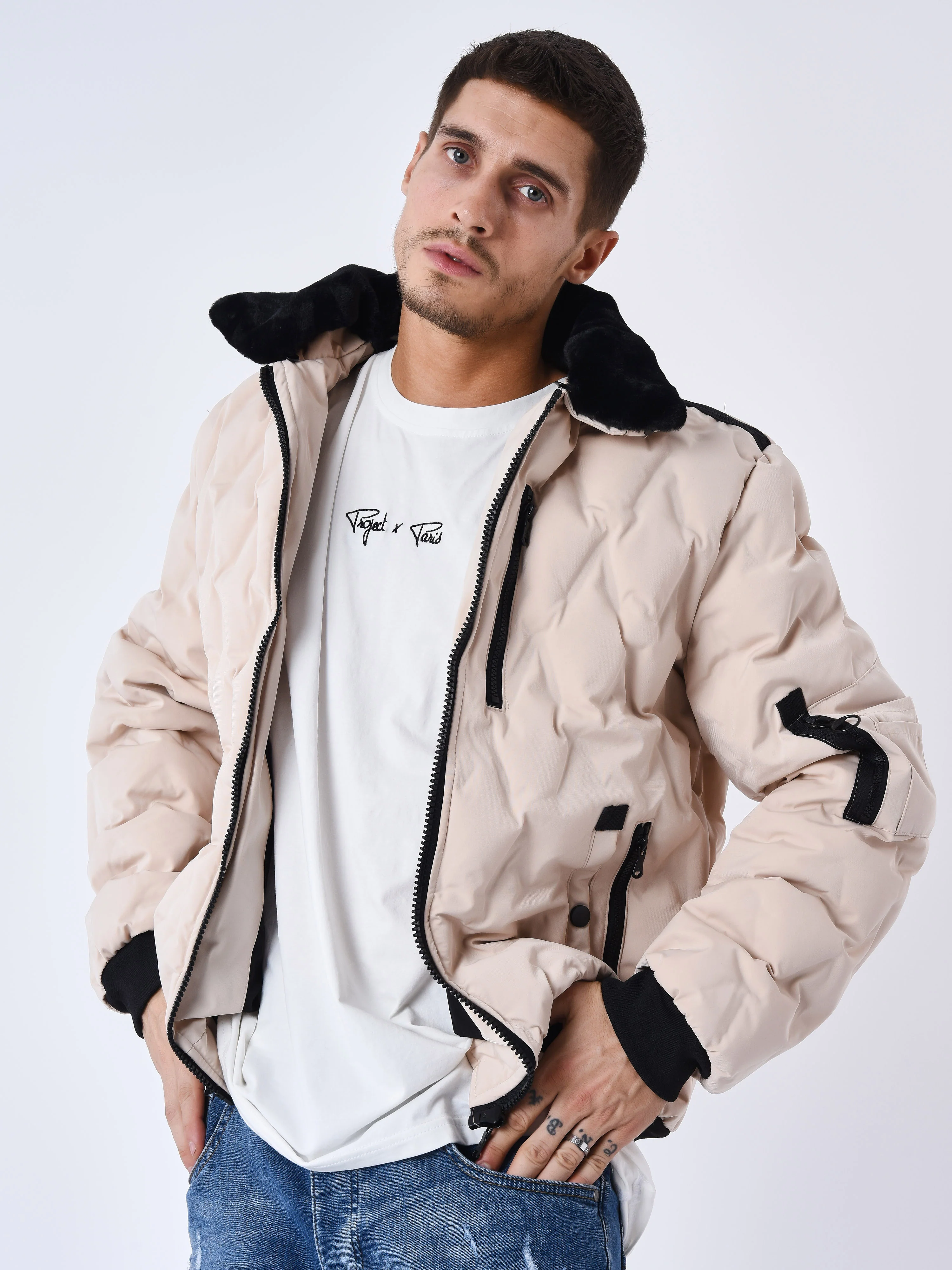 Veste matelassée col aviateur fourrure - Image 8
