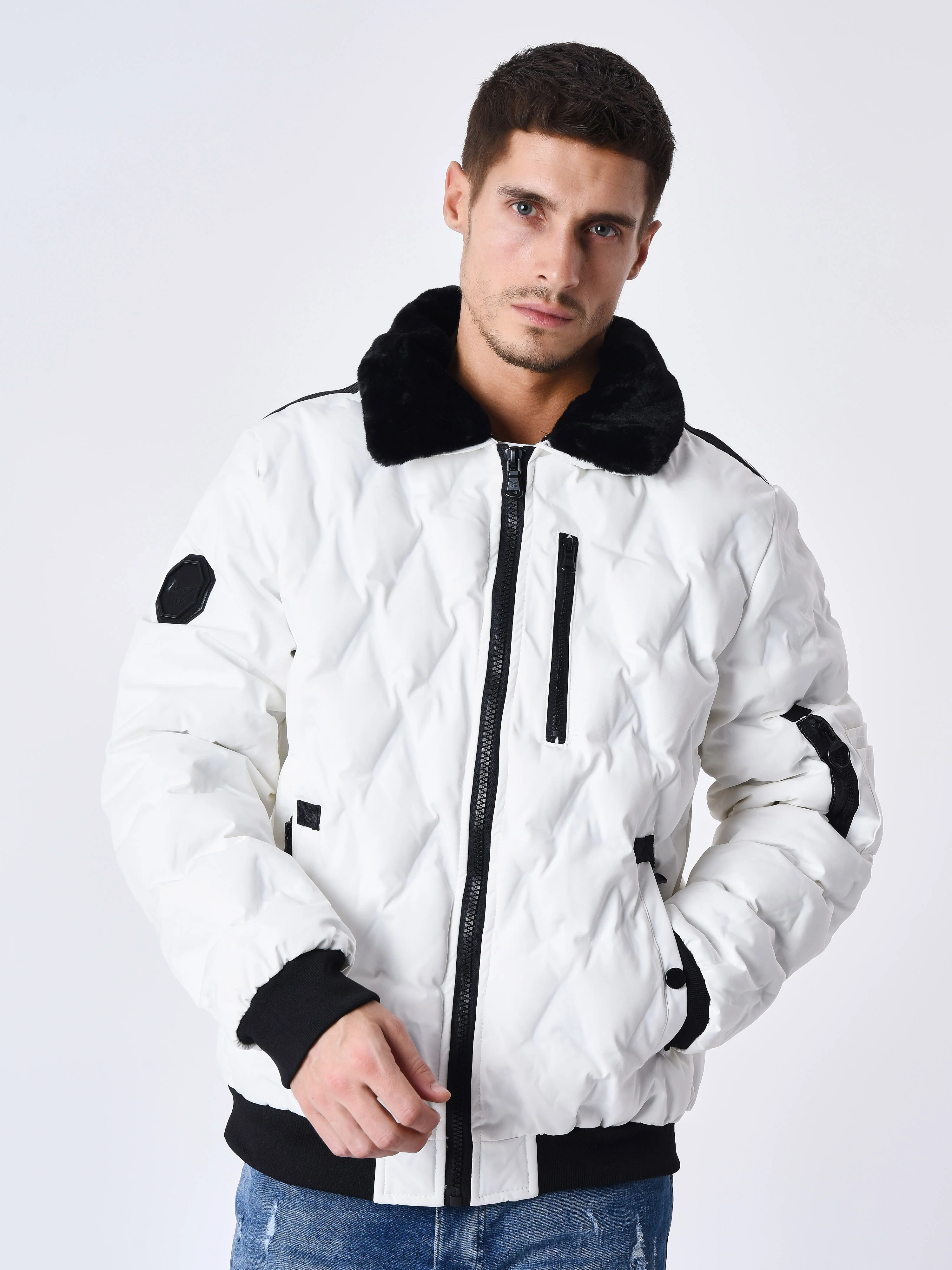 Veste matelassée col aviateur fourrure - Image 2