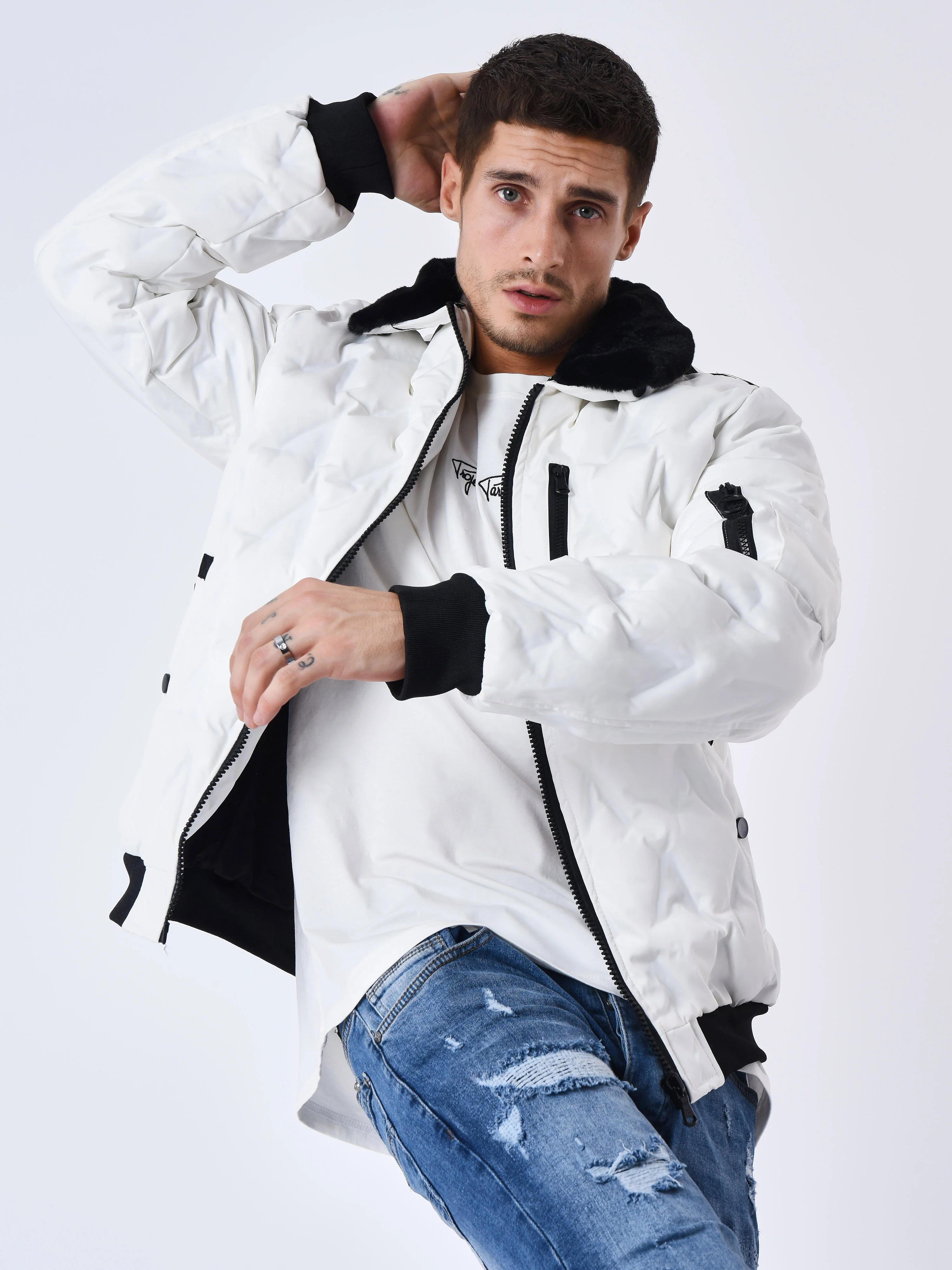Veste matelassée col aviateur fourrure - Image 8