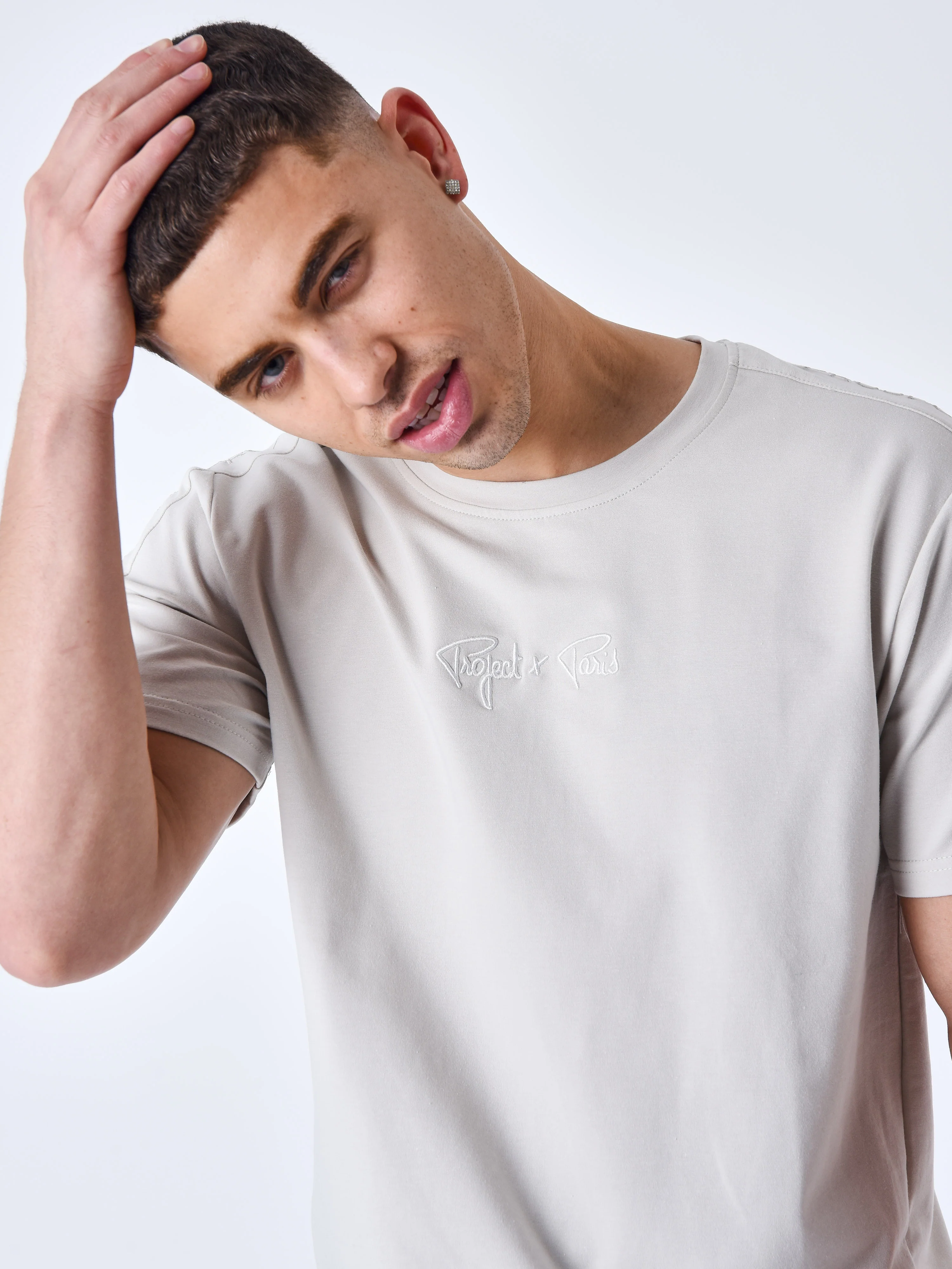 T-shirt Bande épaules logo brodé