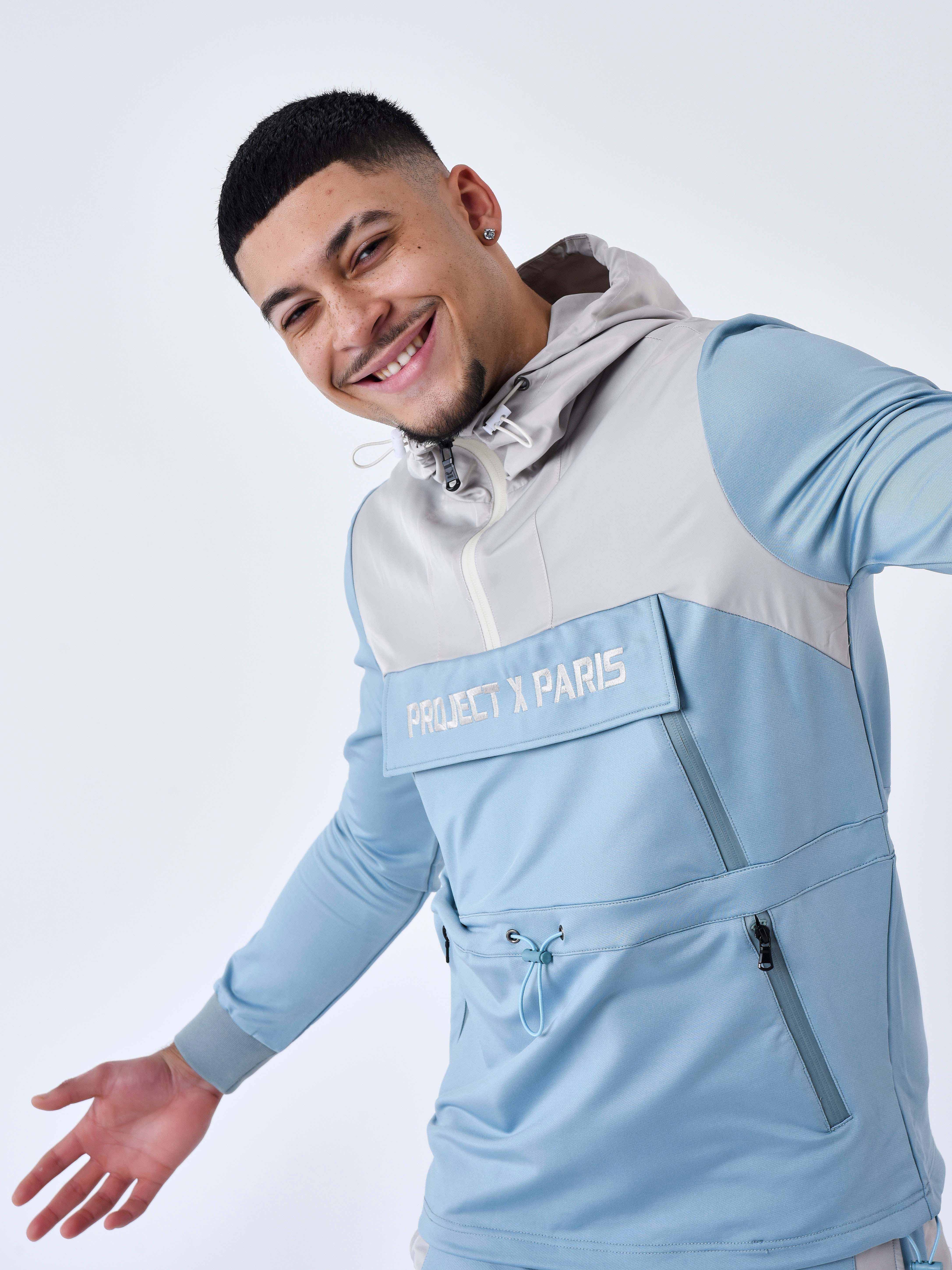 Sweat à Capuche style coupe vent bicolore - Image 13