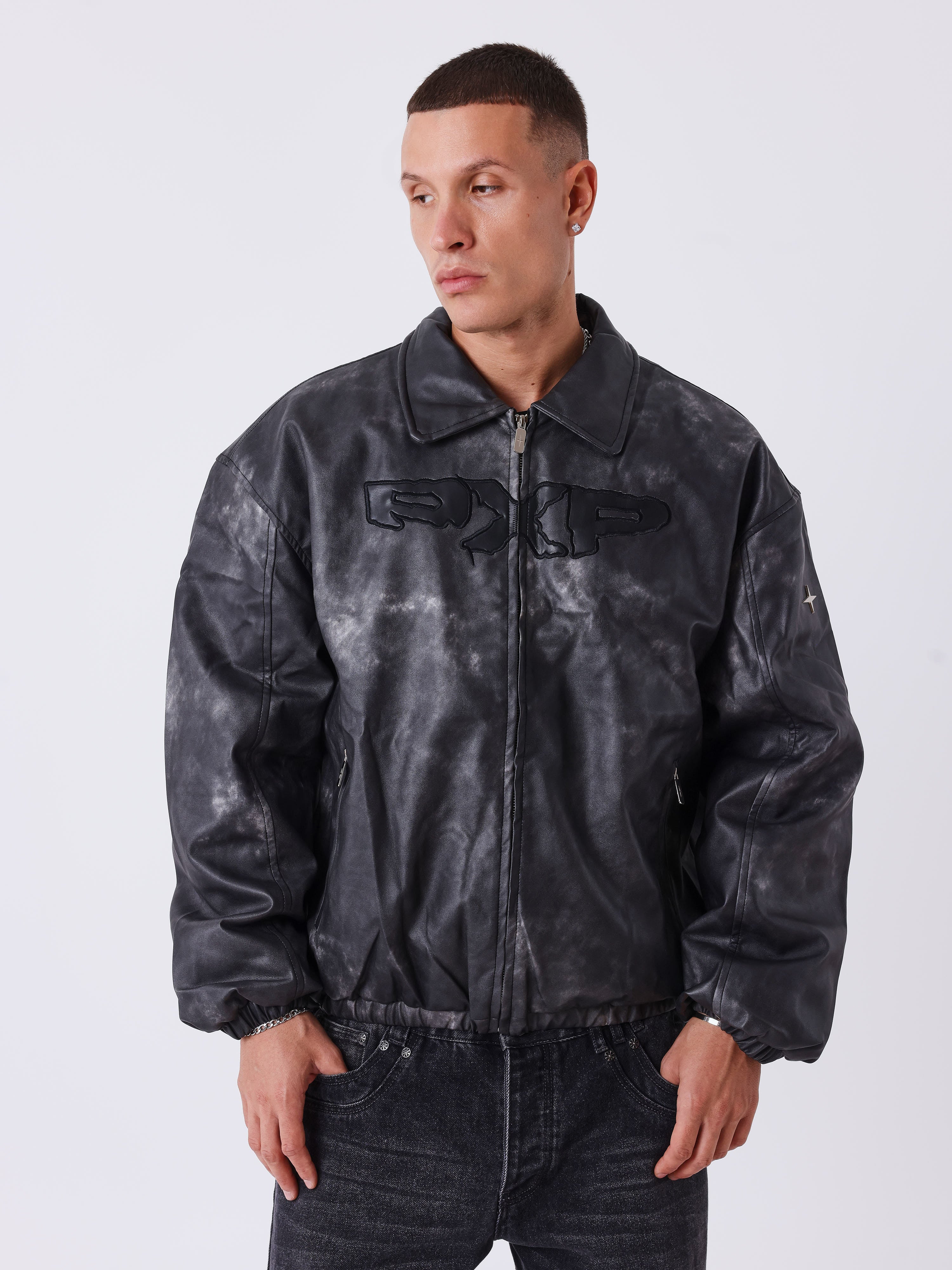 Veste simili cuir vieilli noir