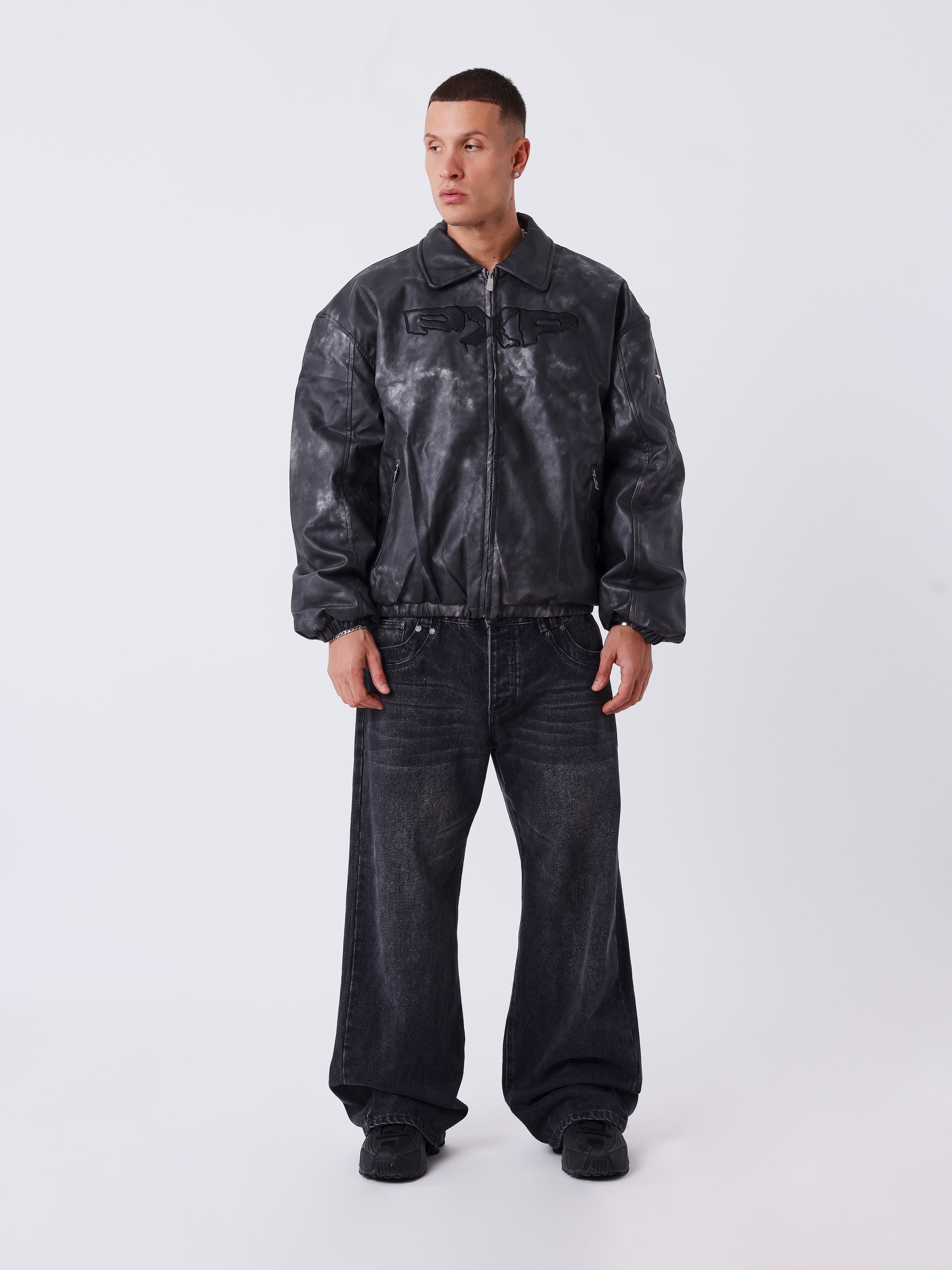 Veste simili cuir vieilli noir - Image 7