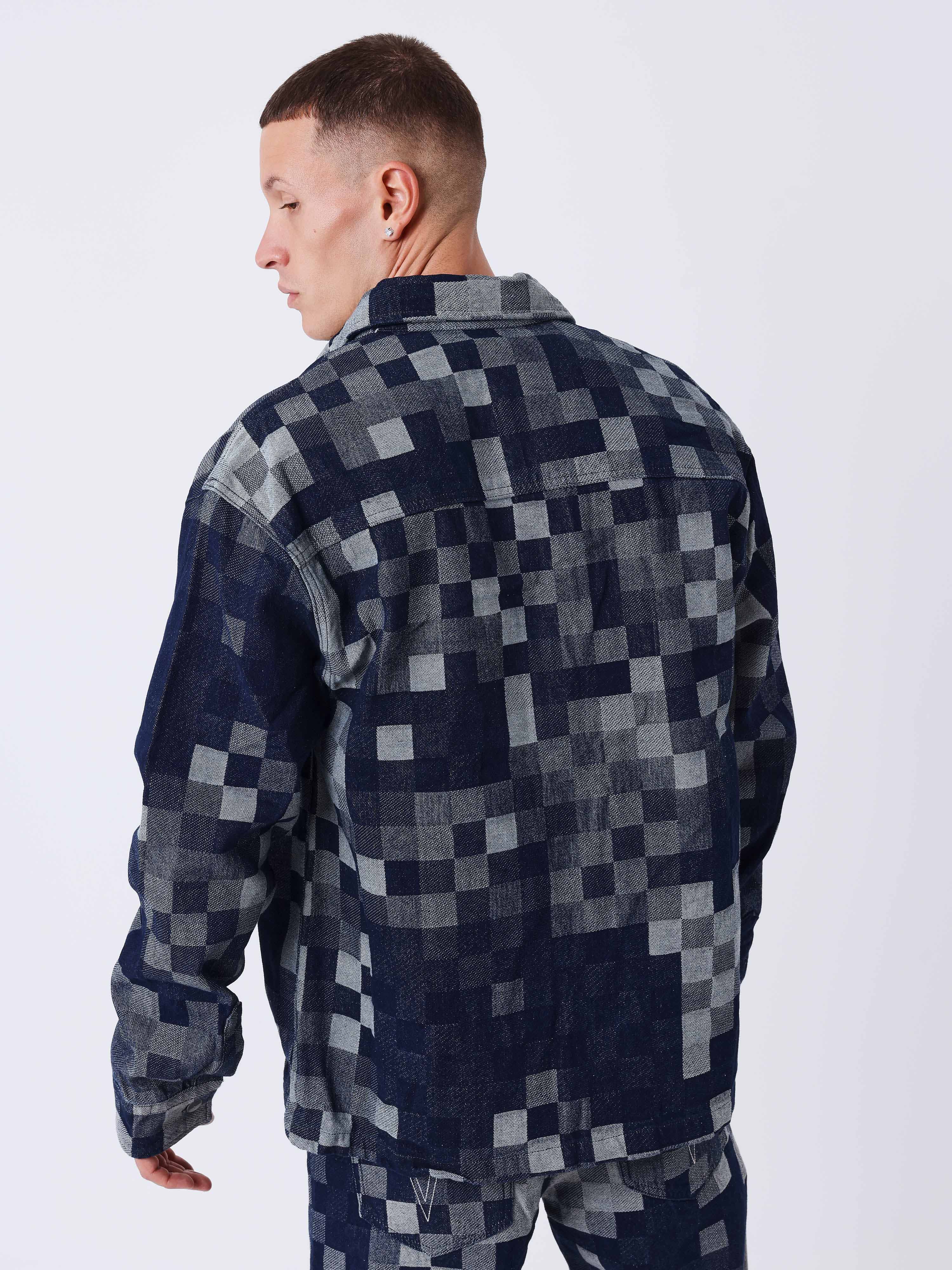 Veste en denim carreaux pixelisé - Image 2