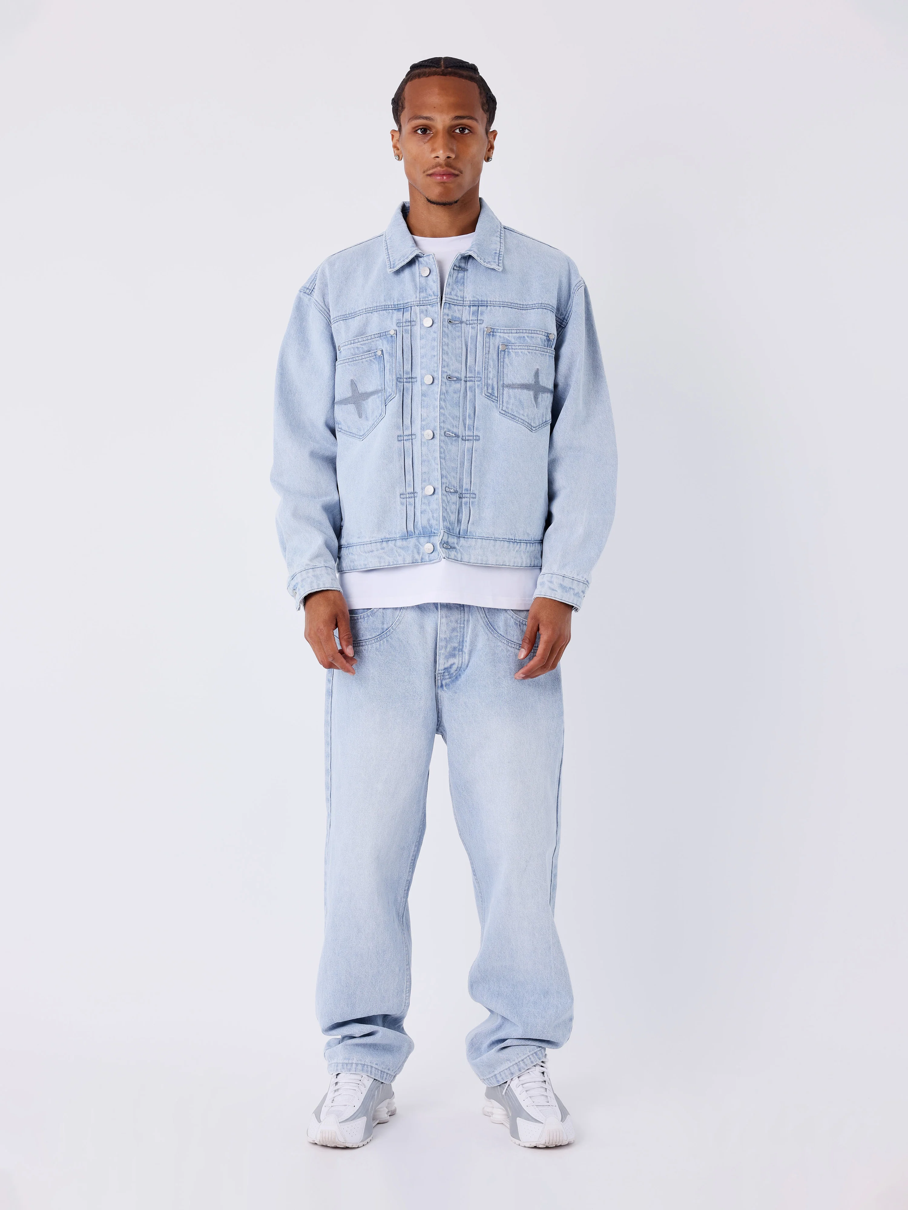 Veste en denim bleu clair délavé - Image 4