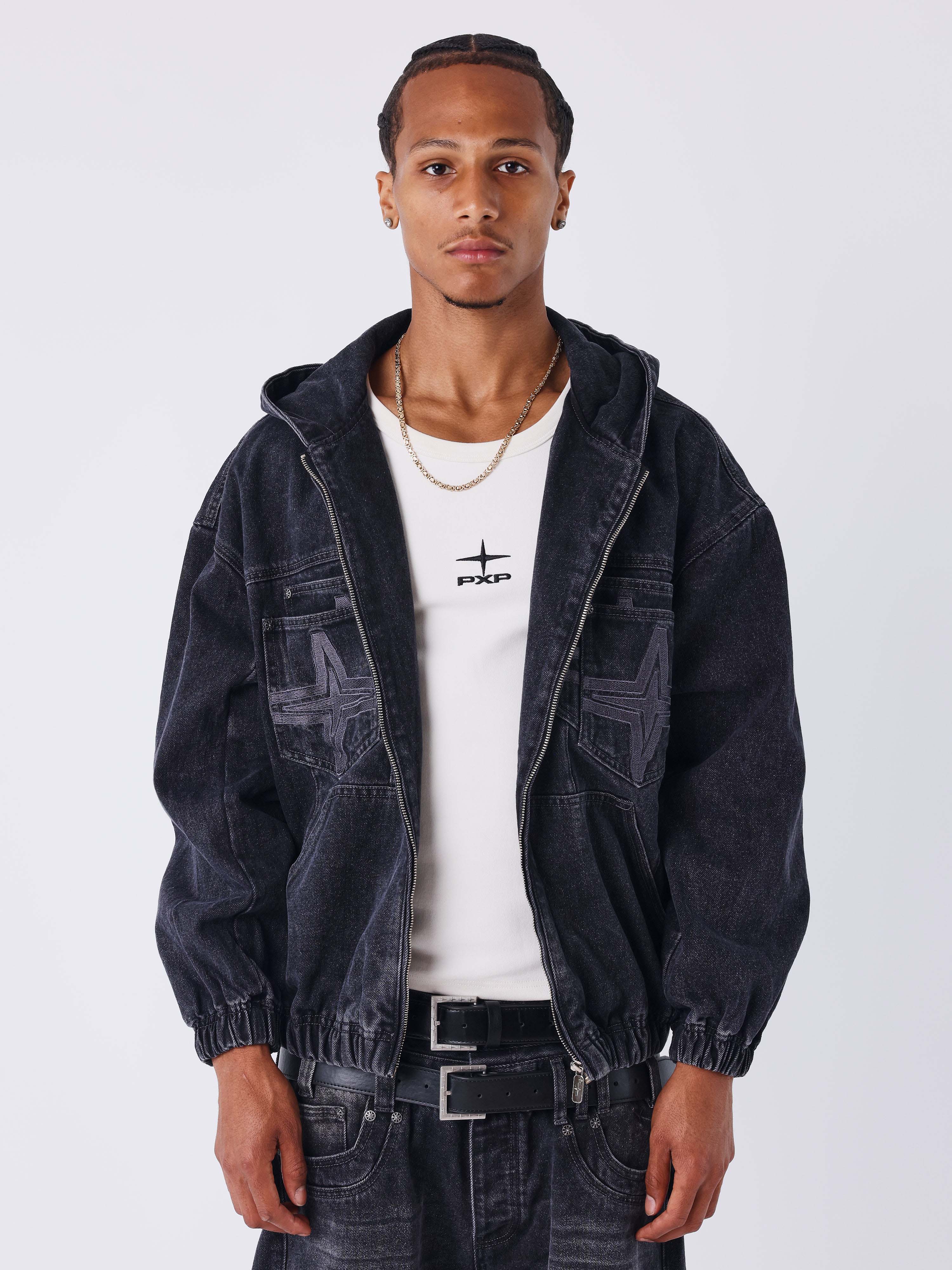 Veste à capuche en denim