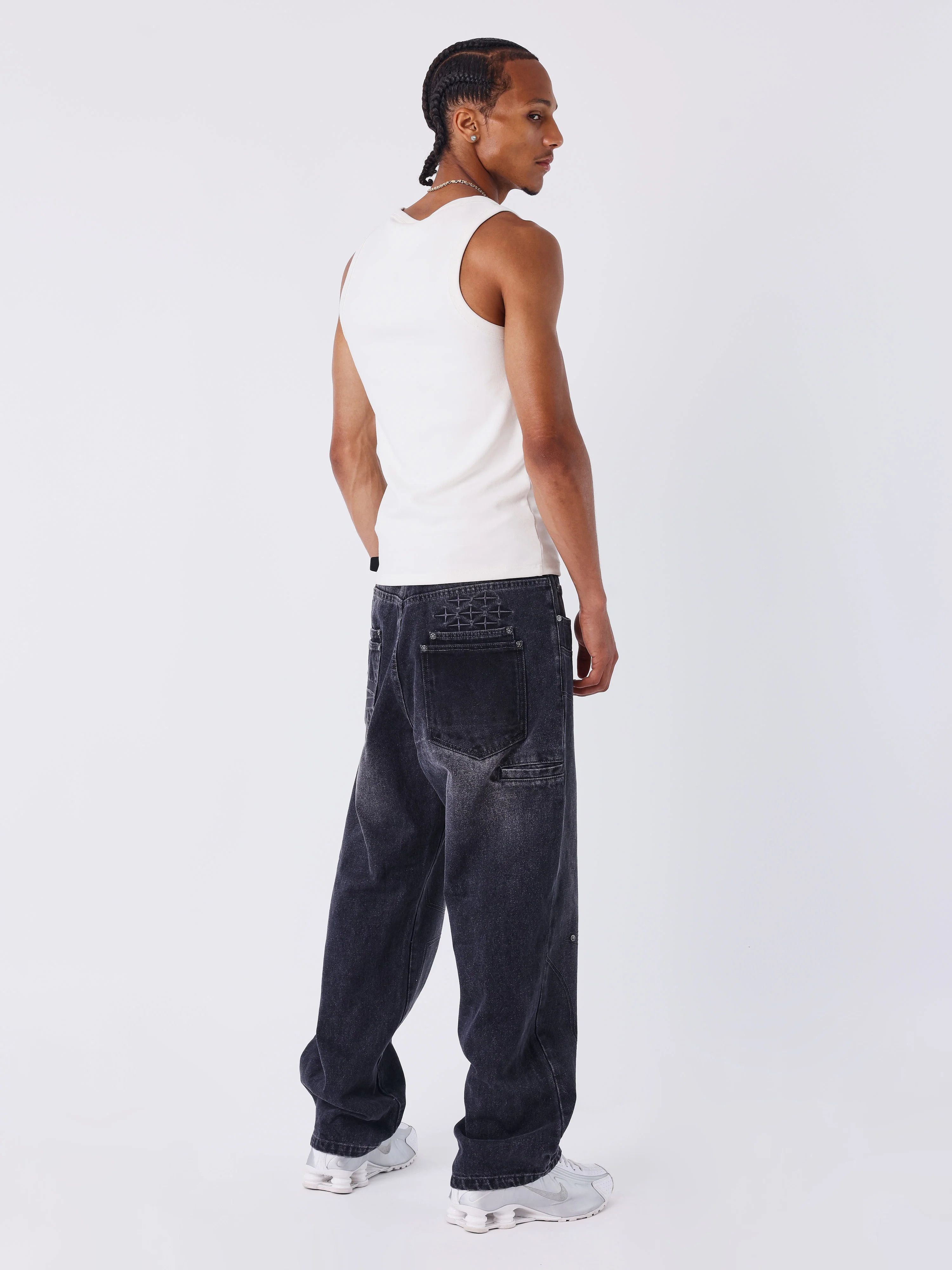 Jean loose en denim noir coutures Polaris - Image 2
