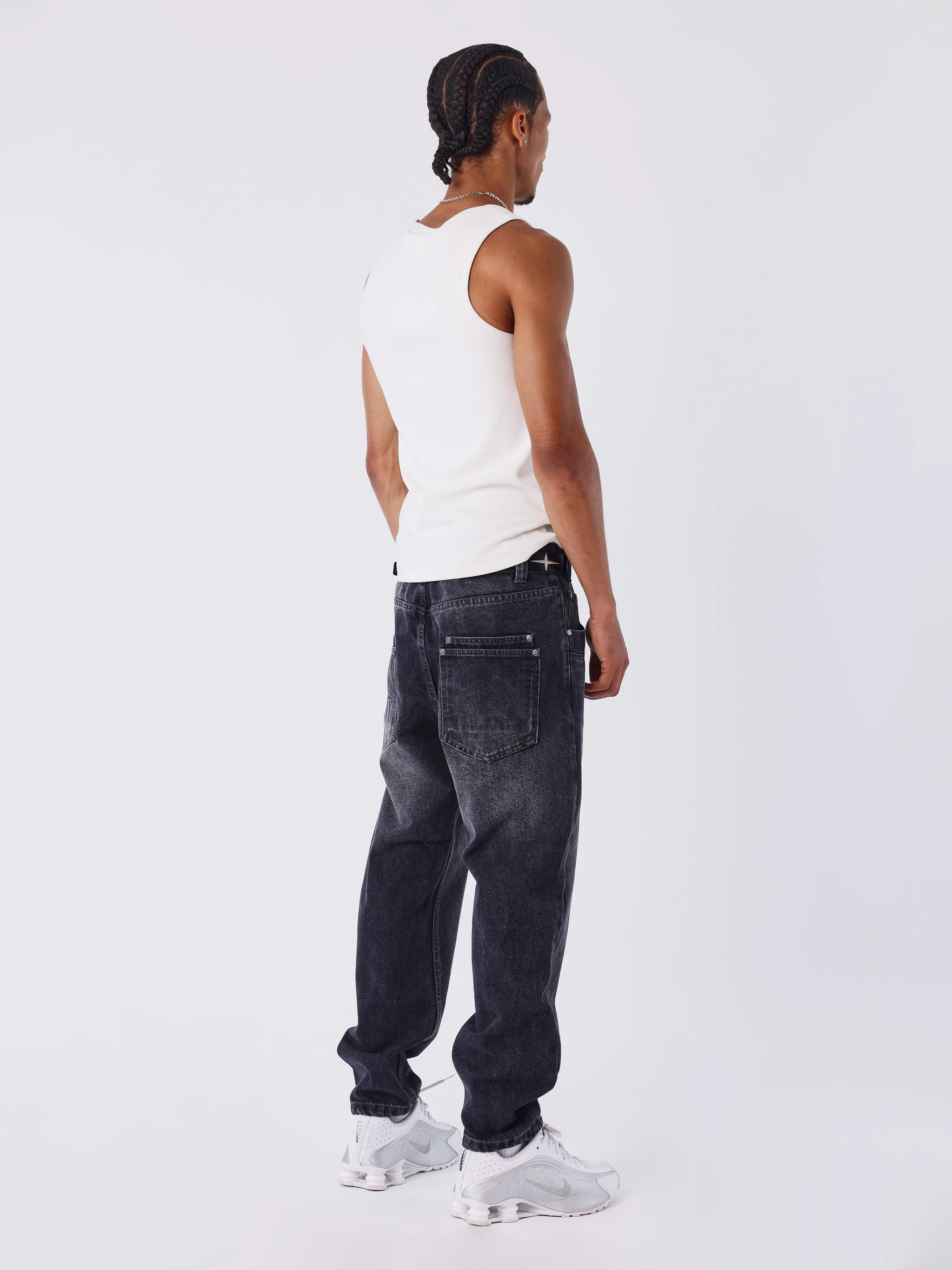 Jean slim en denim noir délavé - Image 2