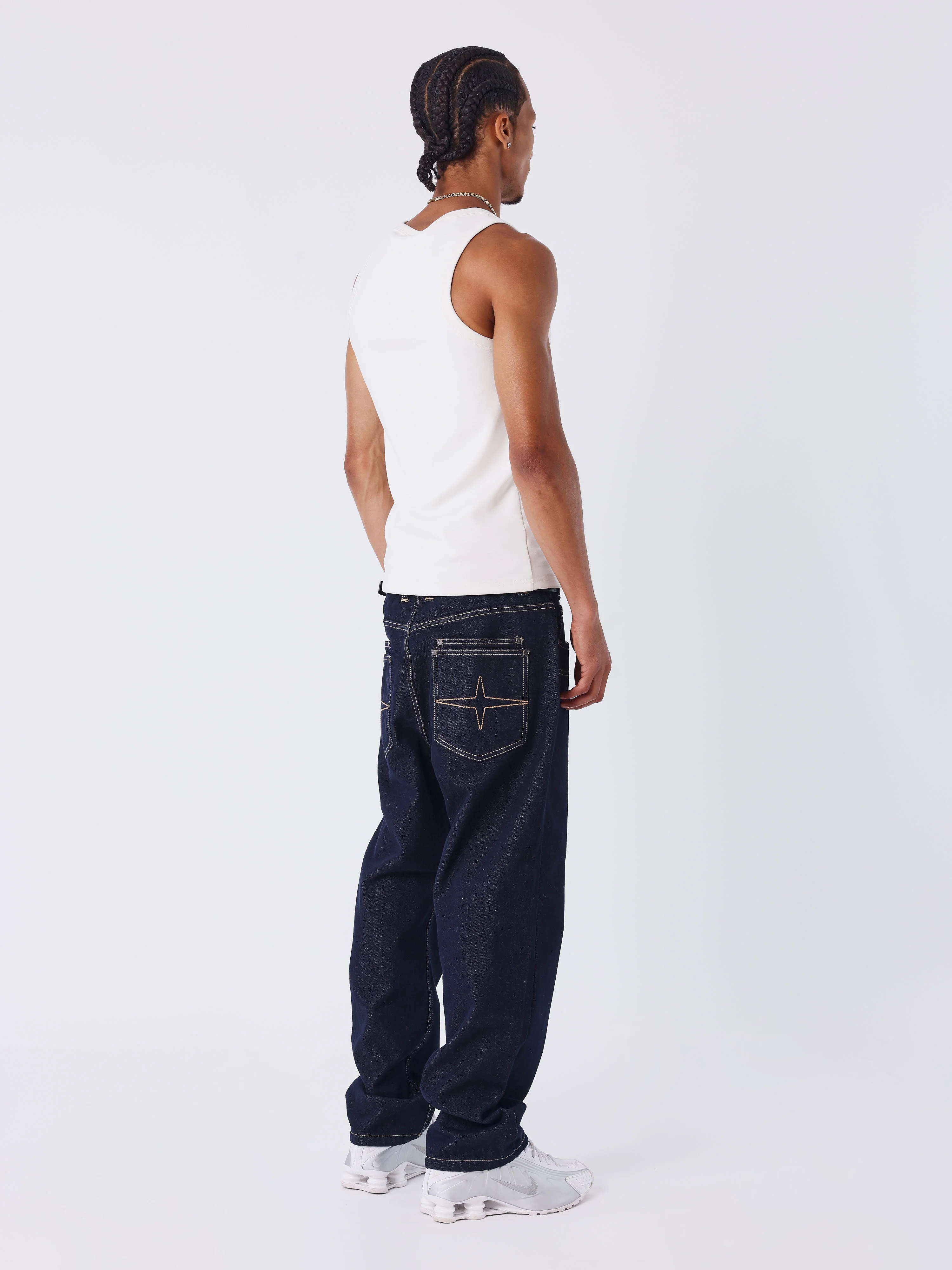 Jean droit en denim bleu brut - Image 3