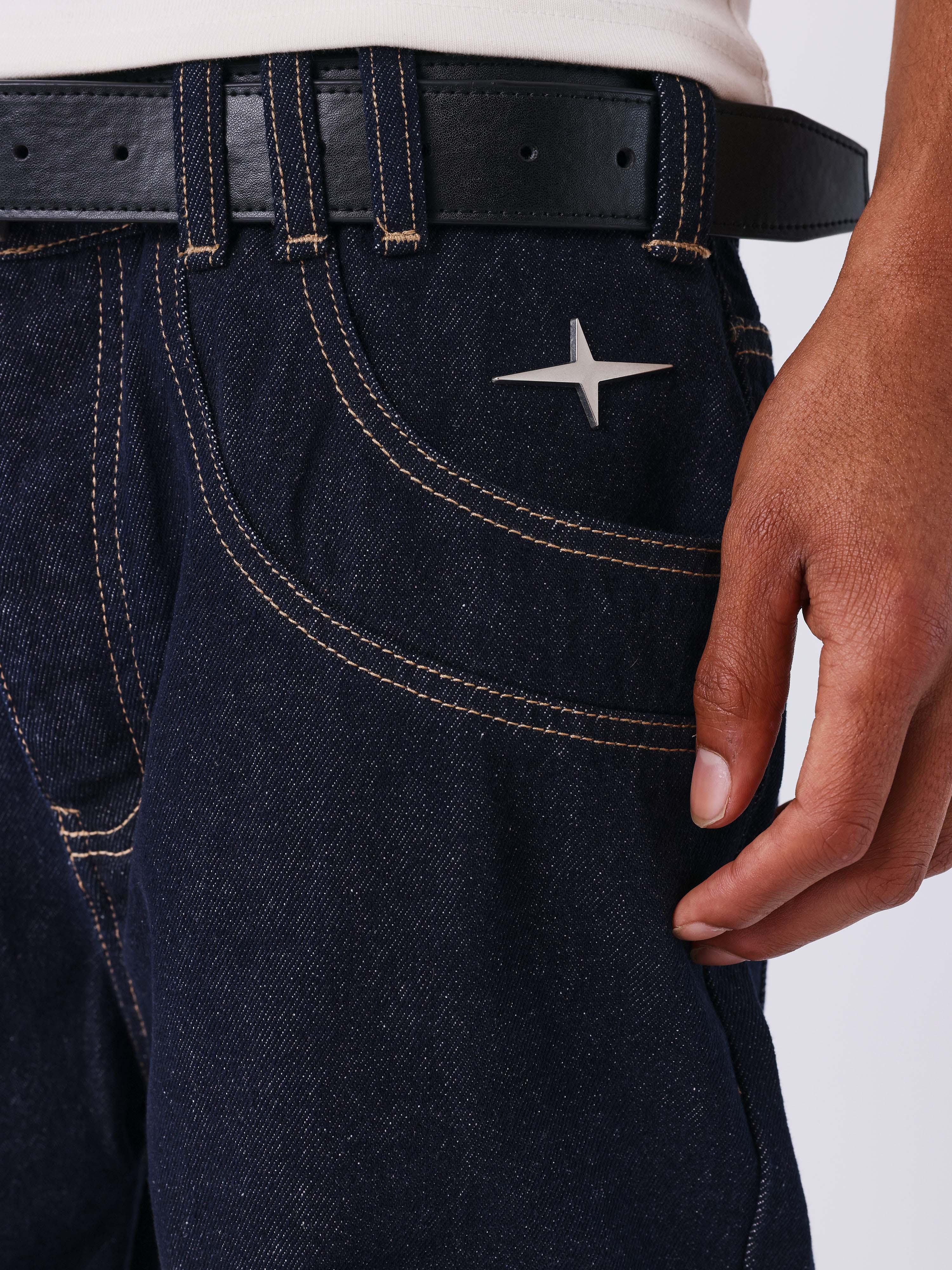 Jean droit en denim bleu brut - Image 4
