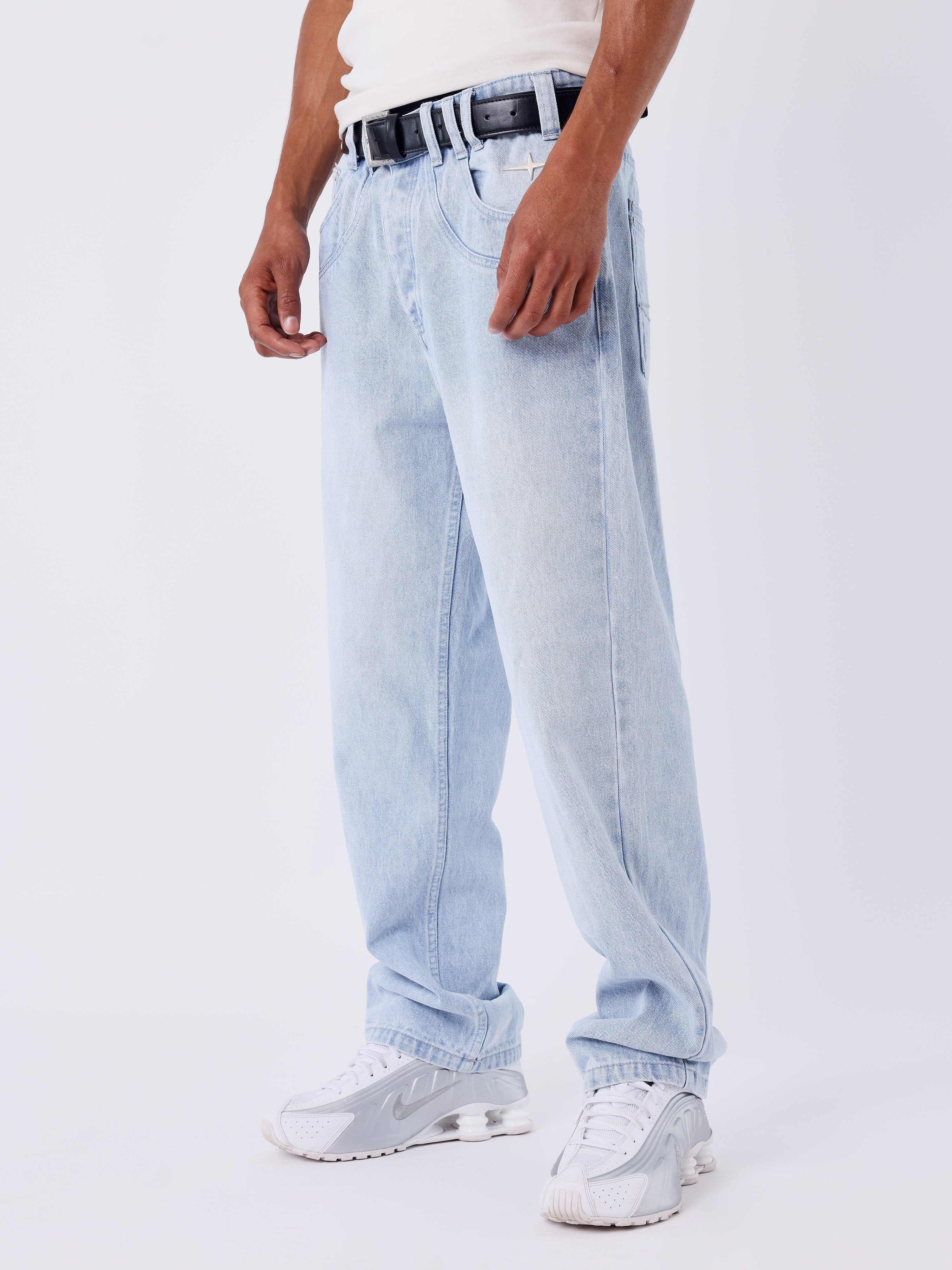 Jean droit en denim bleu clair délavé - Image 3