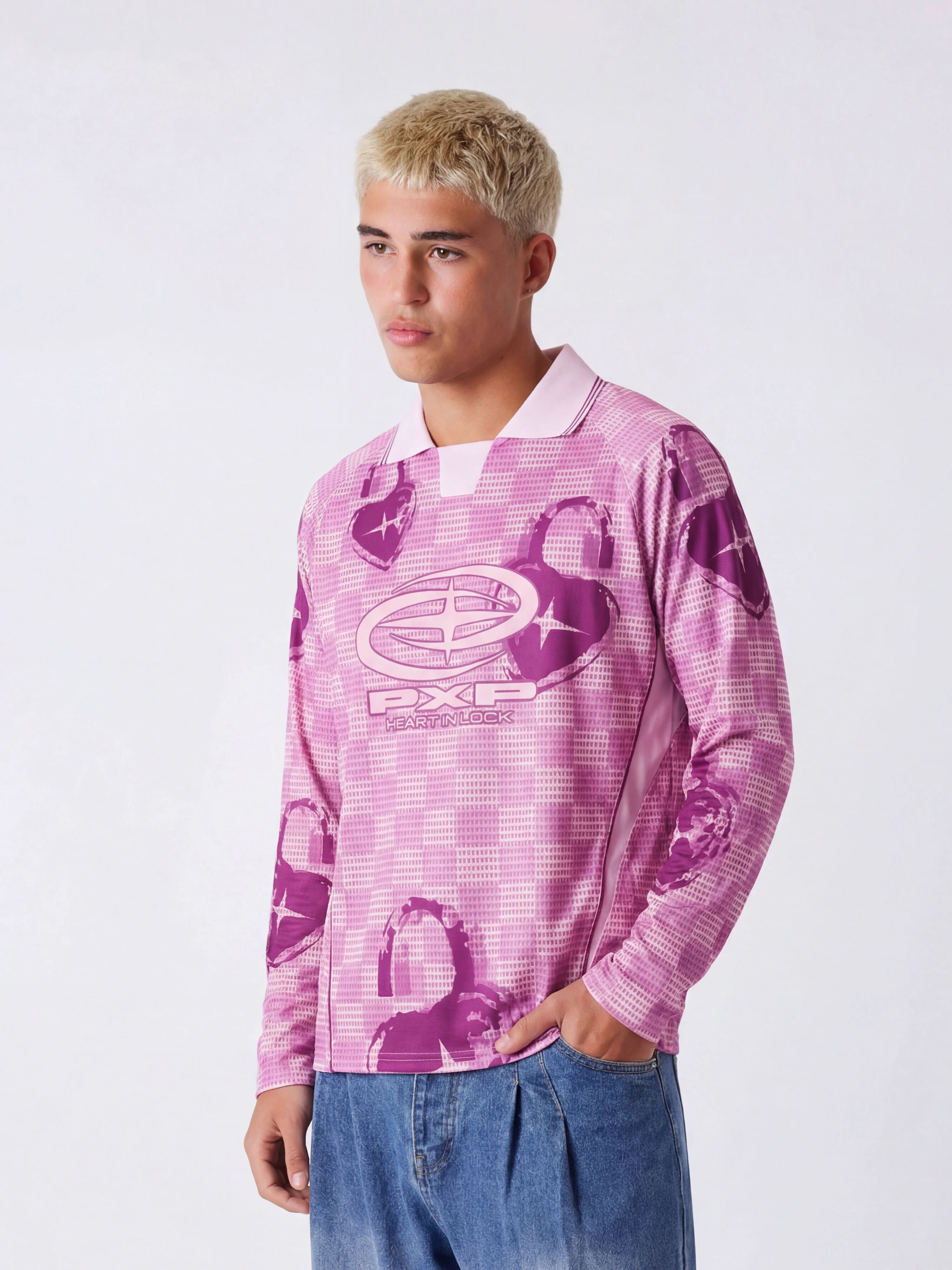Maillot manches longues à col polo Love story