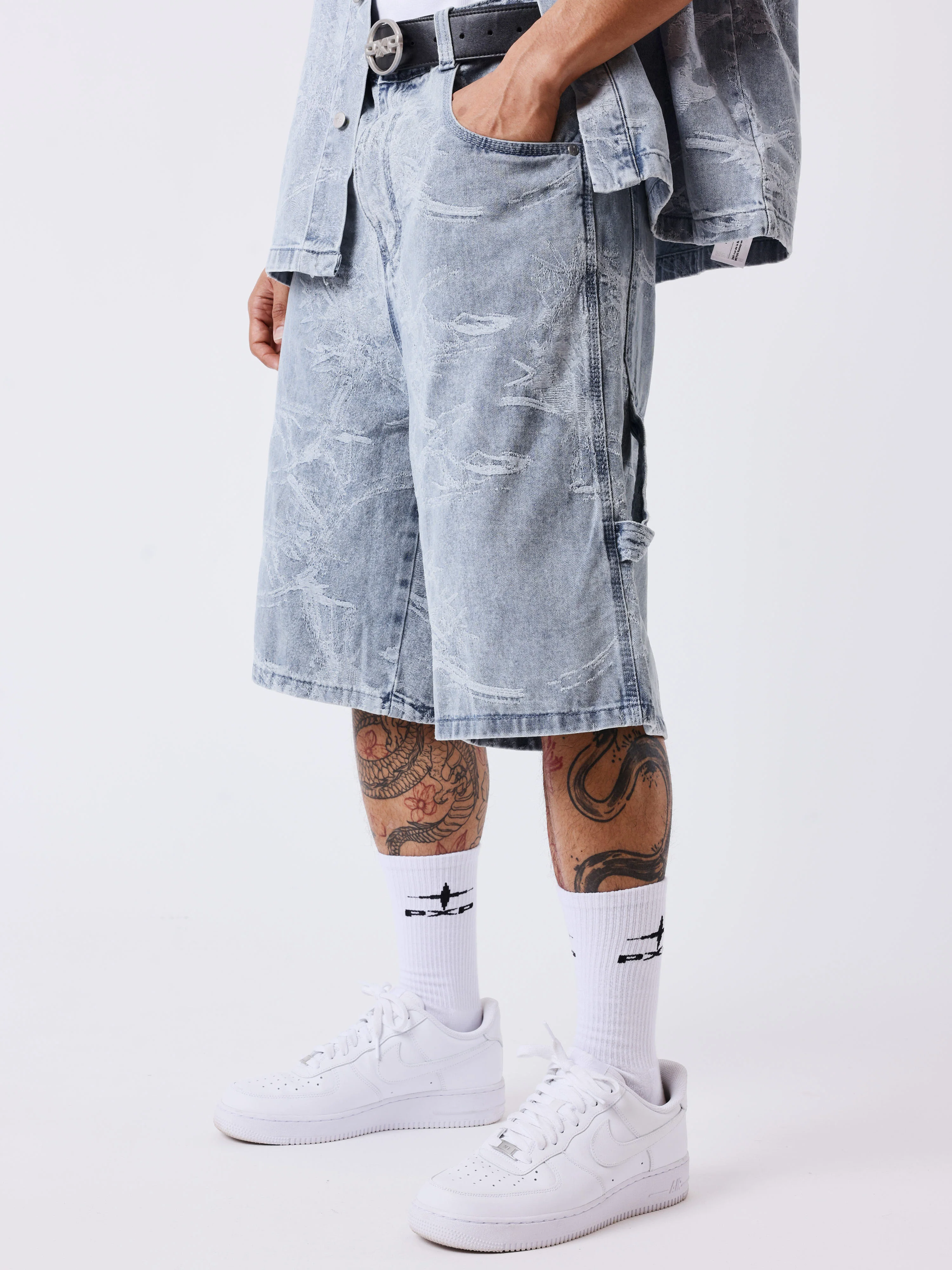Bermuda en denim effet usé - Image 3