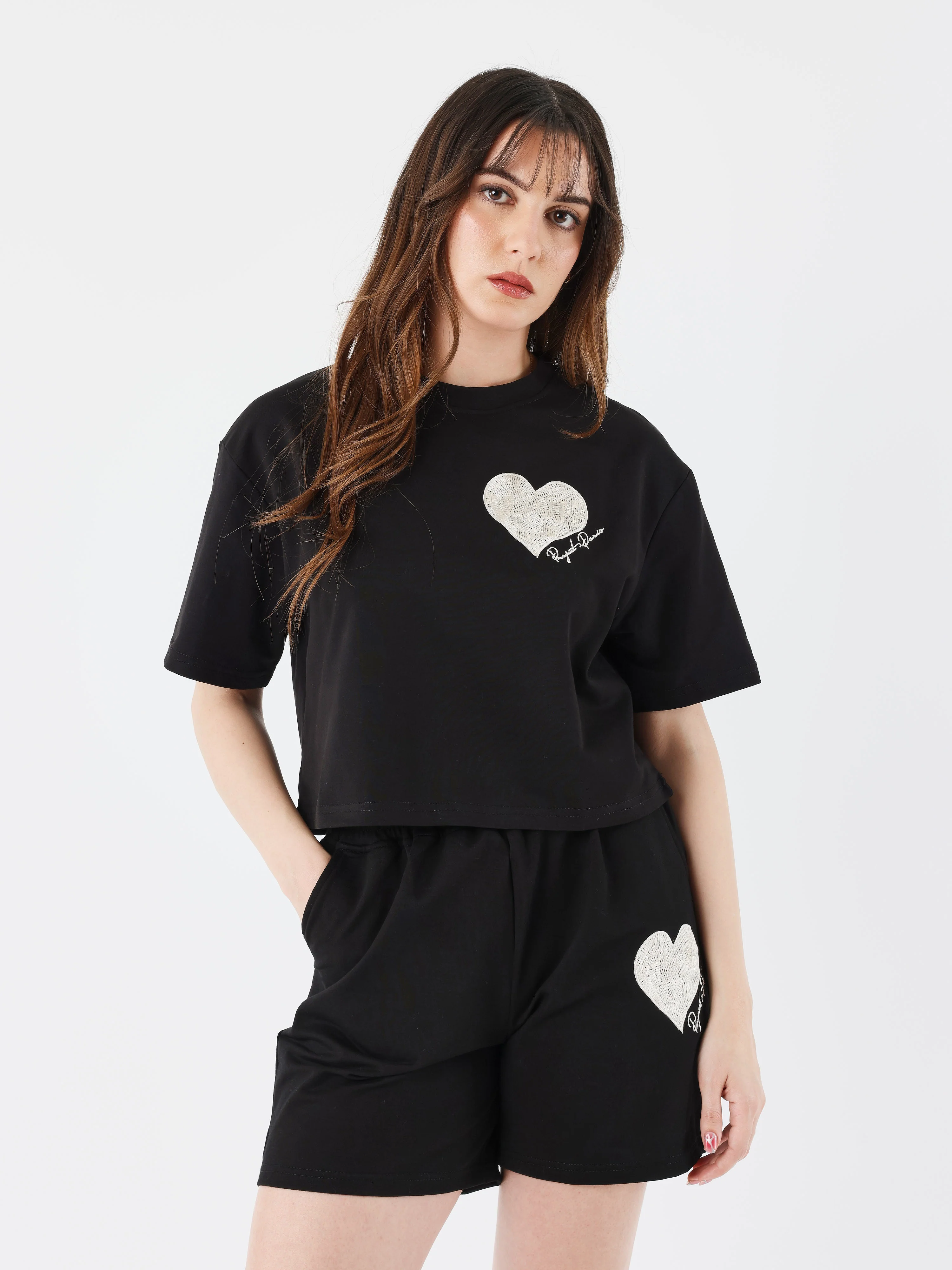 Crop top tee wicker heart