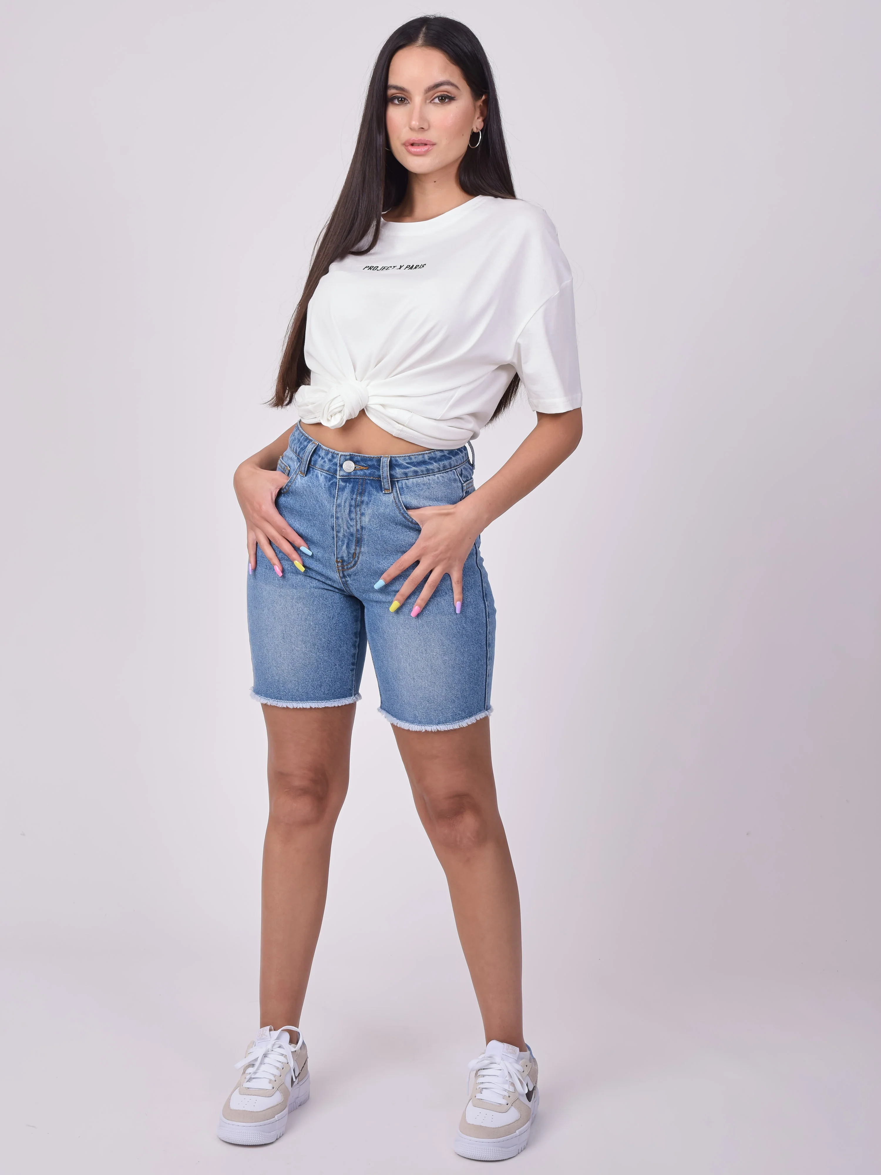 Short en denim bord franc - Image 2