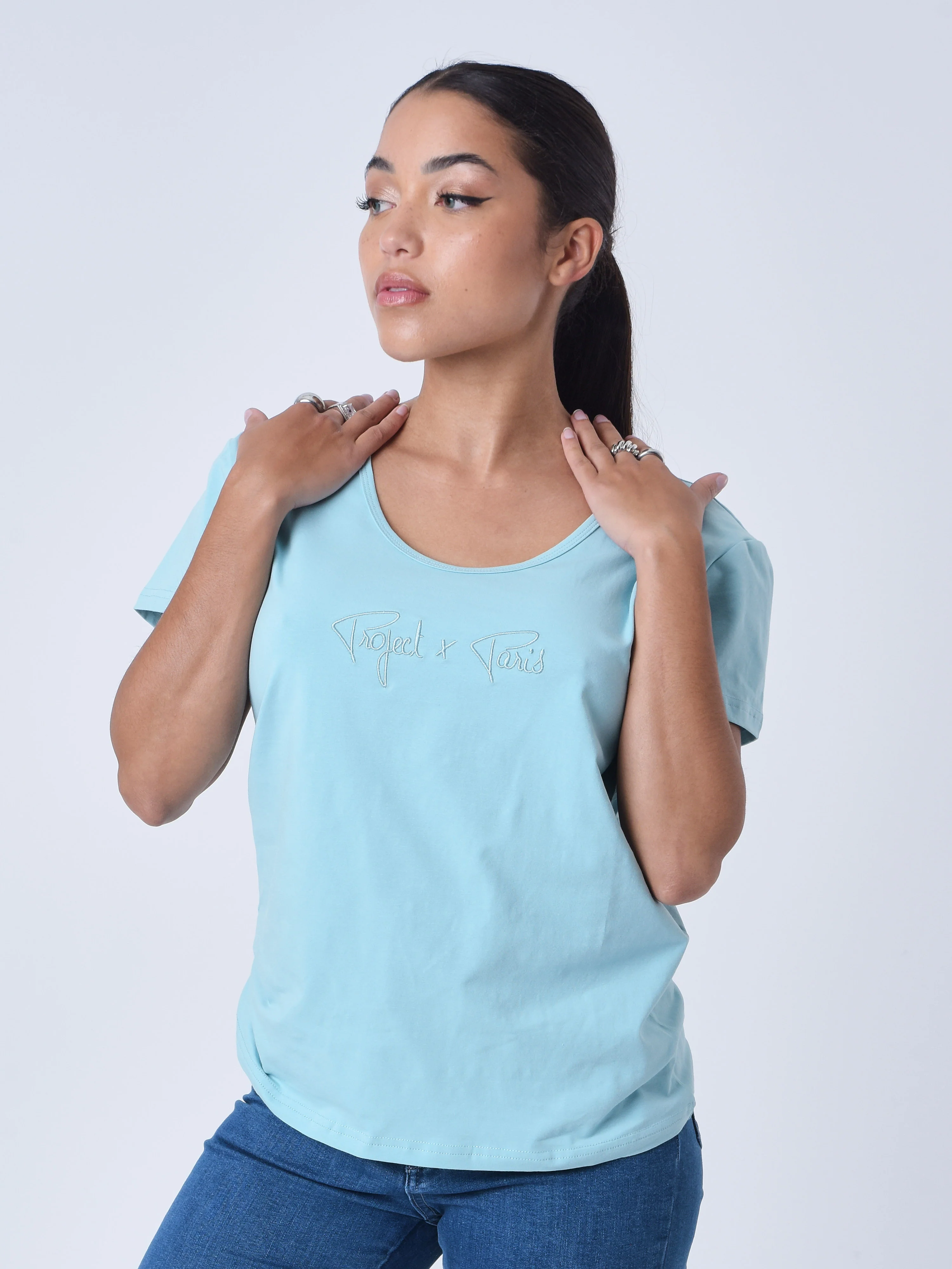 T-shirt basic broderie logo ton sur ton - Image 2