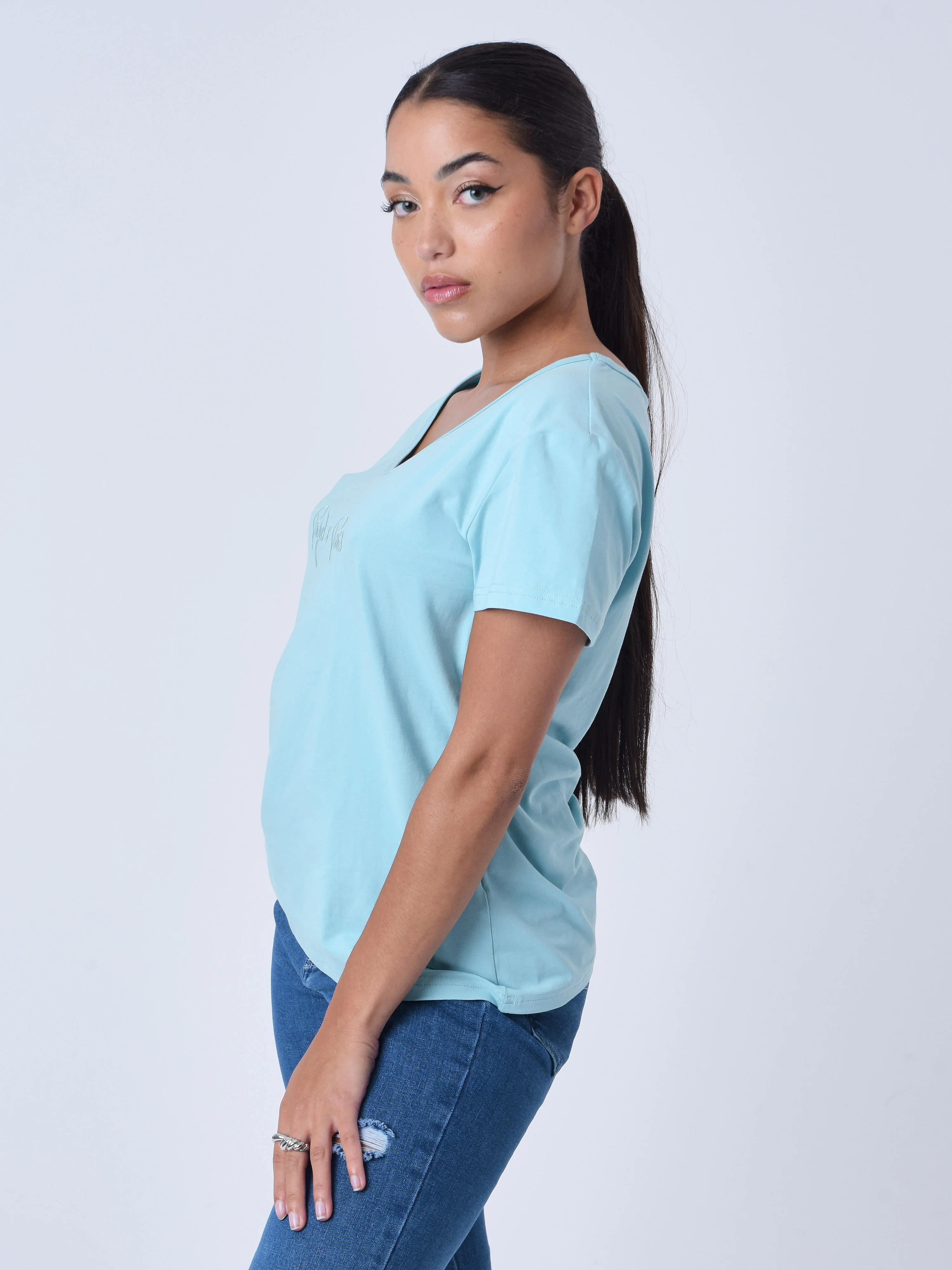 T-shirt basic broderie logo ton sur ton - Image 4