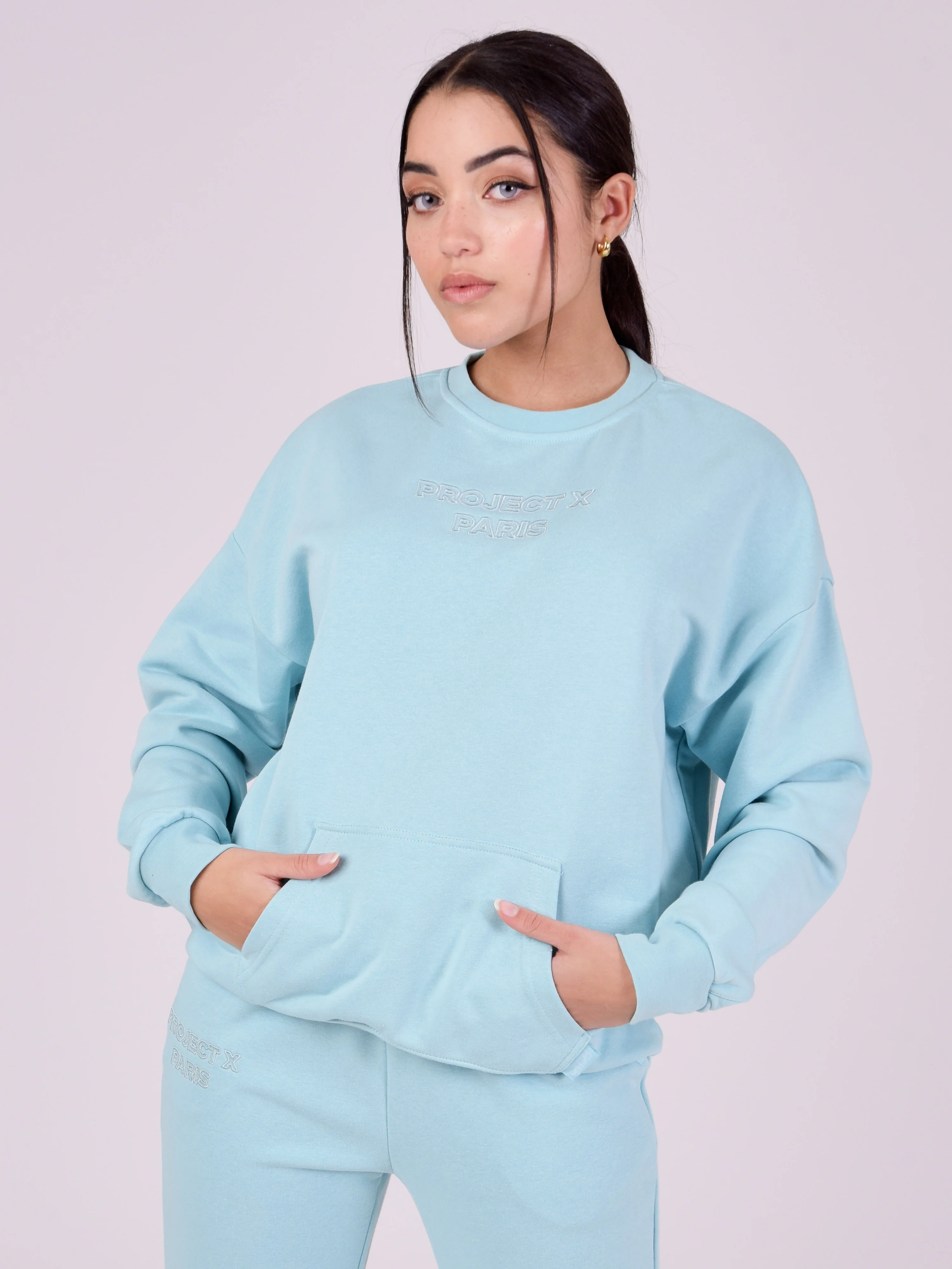 Sweat col rond broderie relief - Image 3