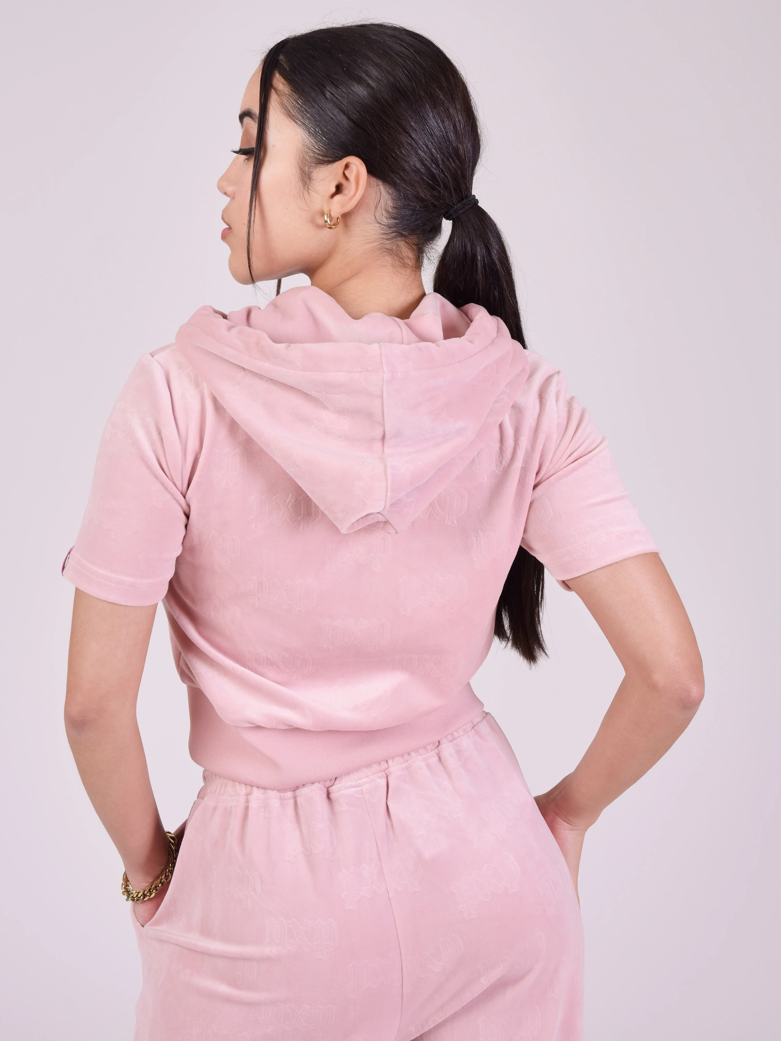 Veste zippé manches courtes en velours - Image 4