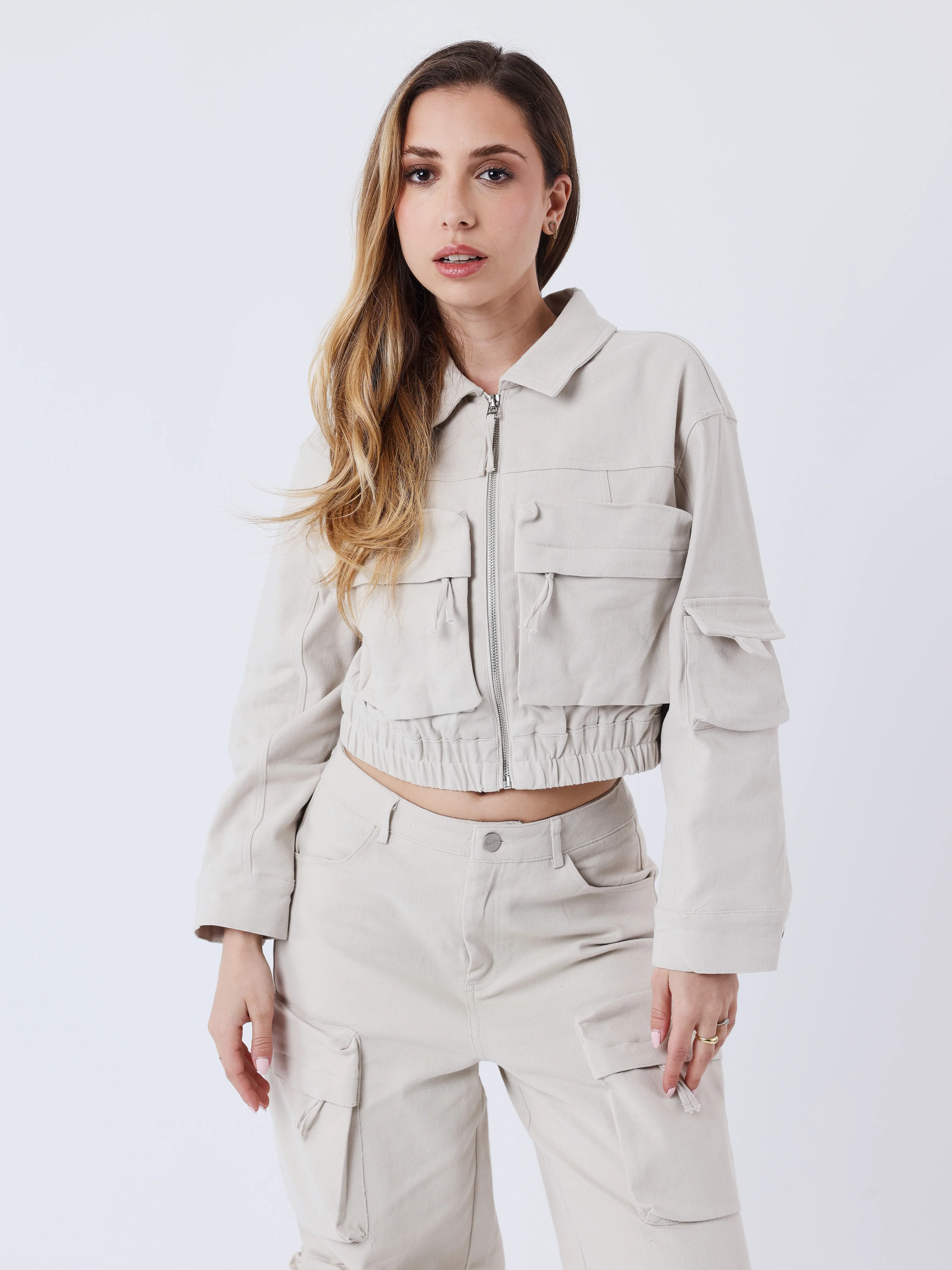 Veste cargo courte poly