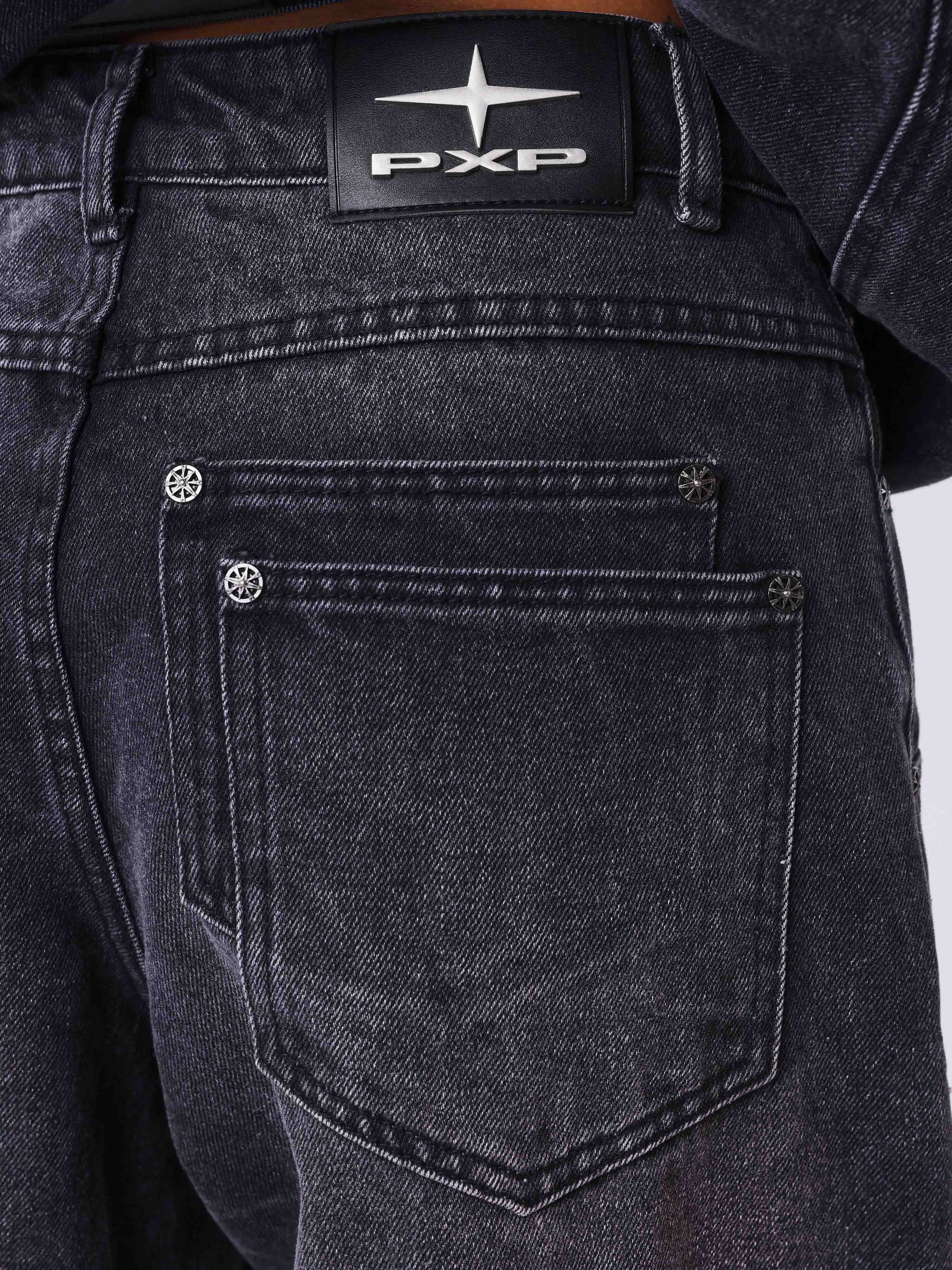 Jean barrel en denim noir délavé - Image 6
