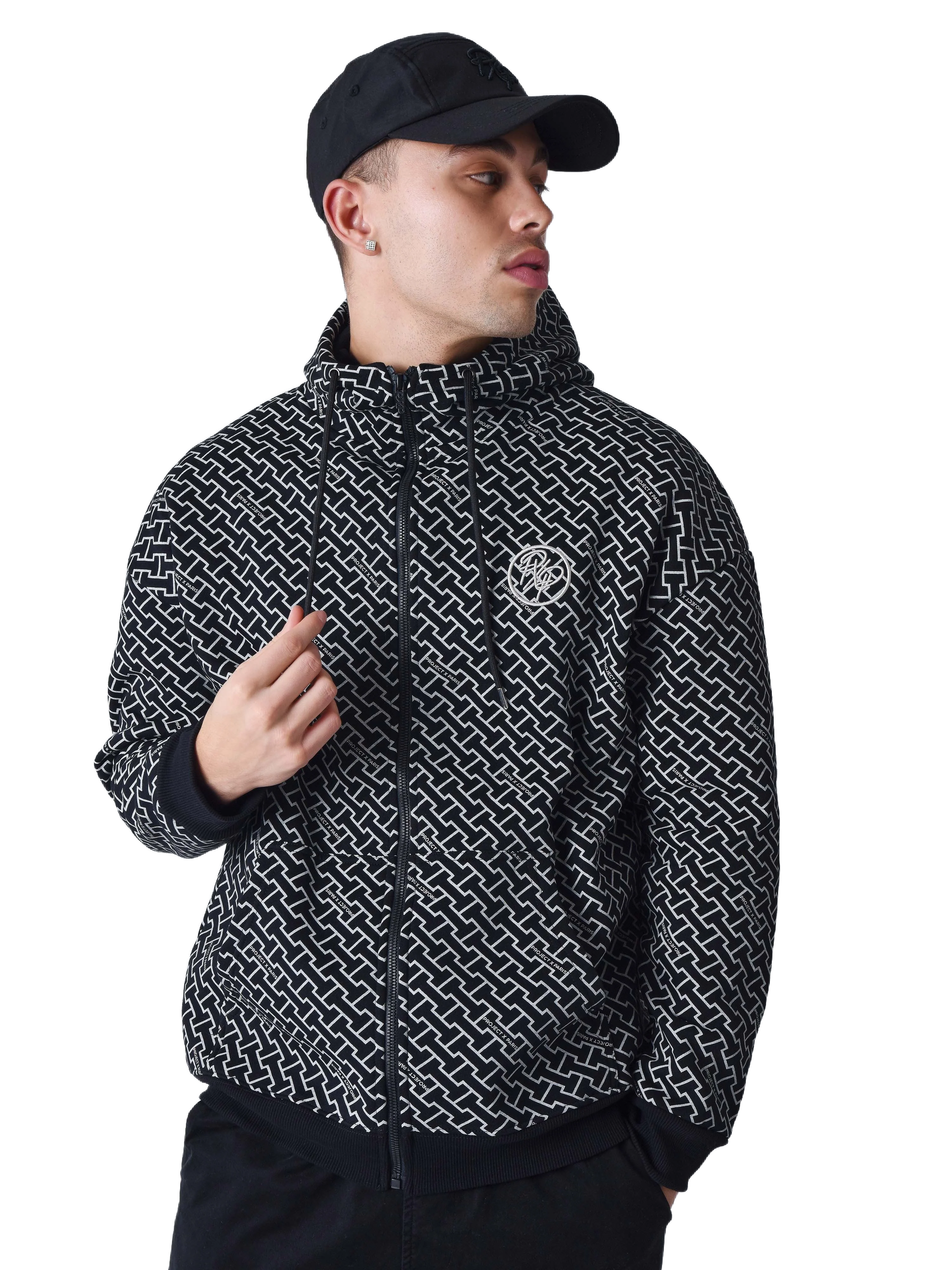Sweat à Capuche zippé imprimé monogramme