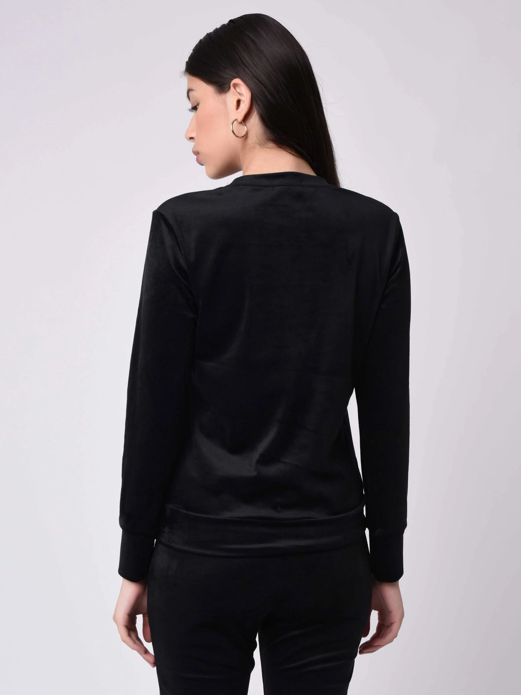 Sweat velvet col rond à strass - Image 3