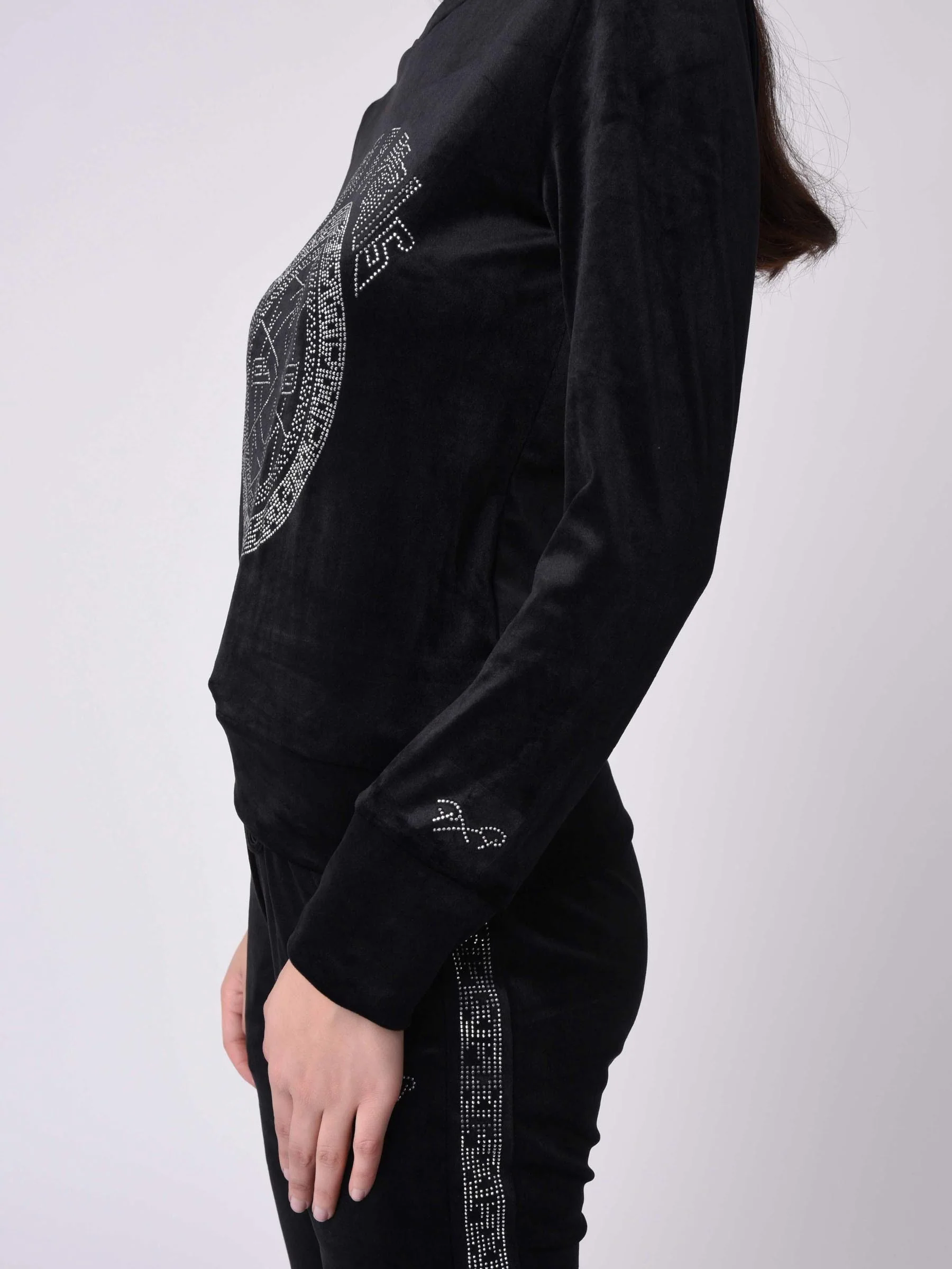 Sweat velvet col rond à strass - Image 4