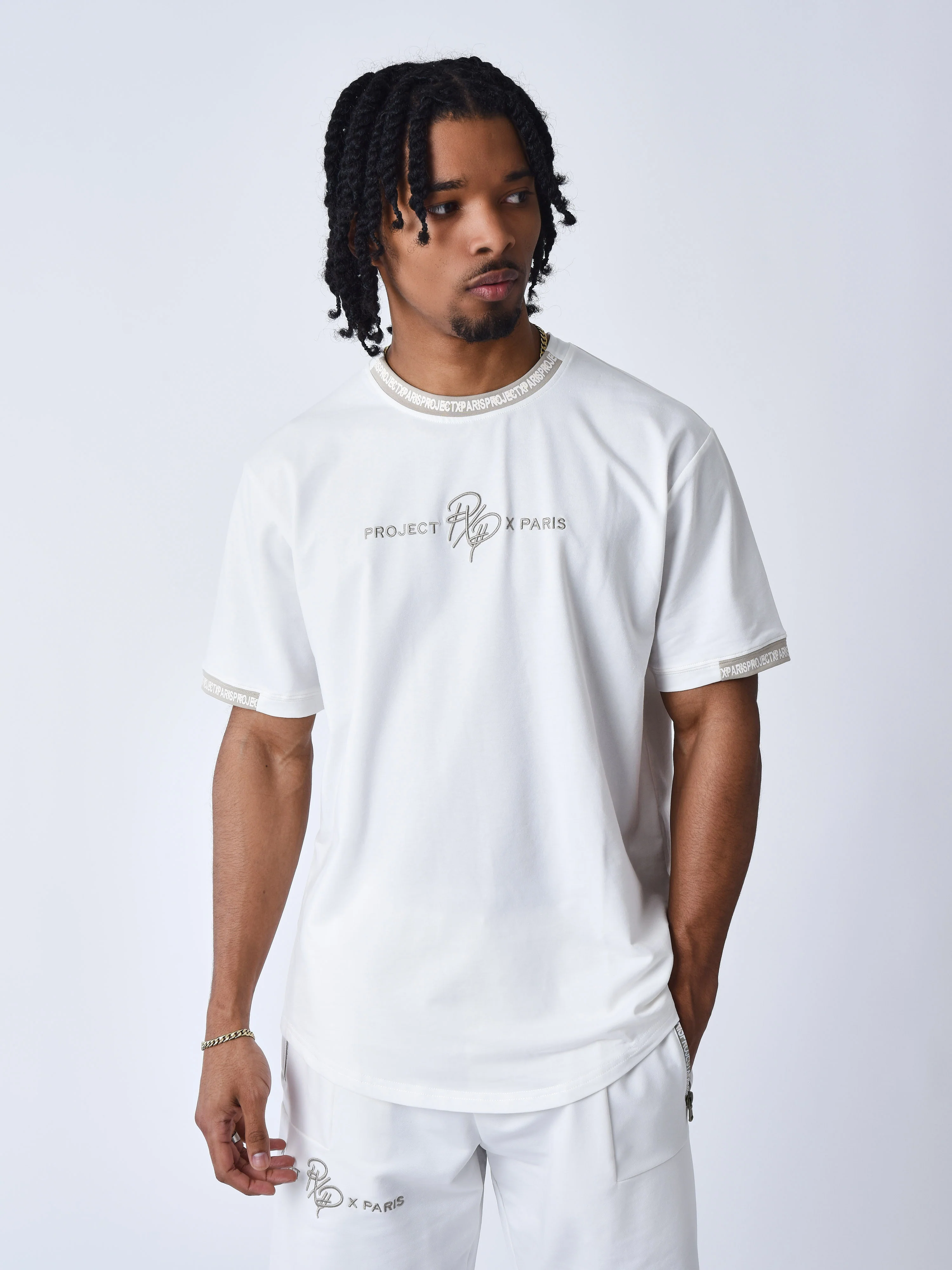 T-shirt uni avec bande logo