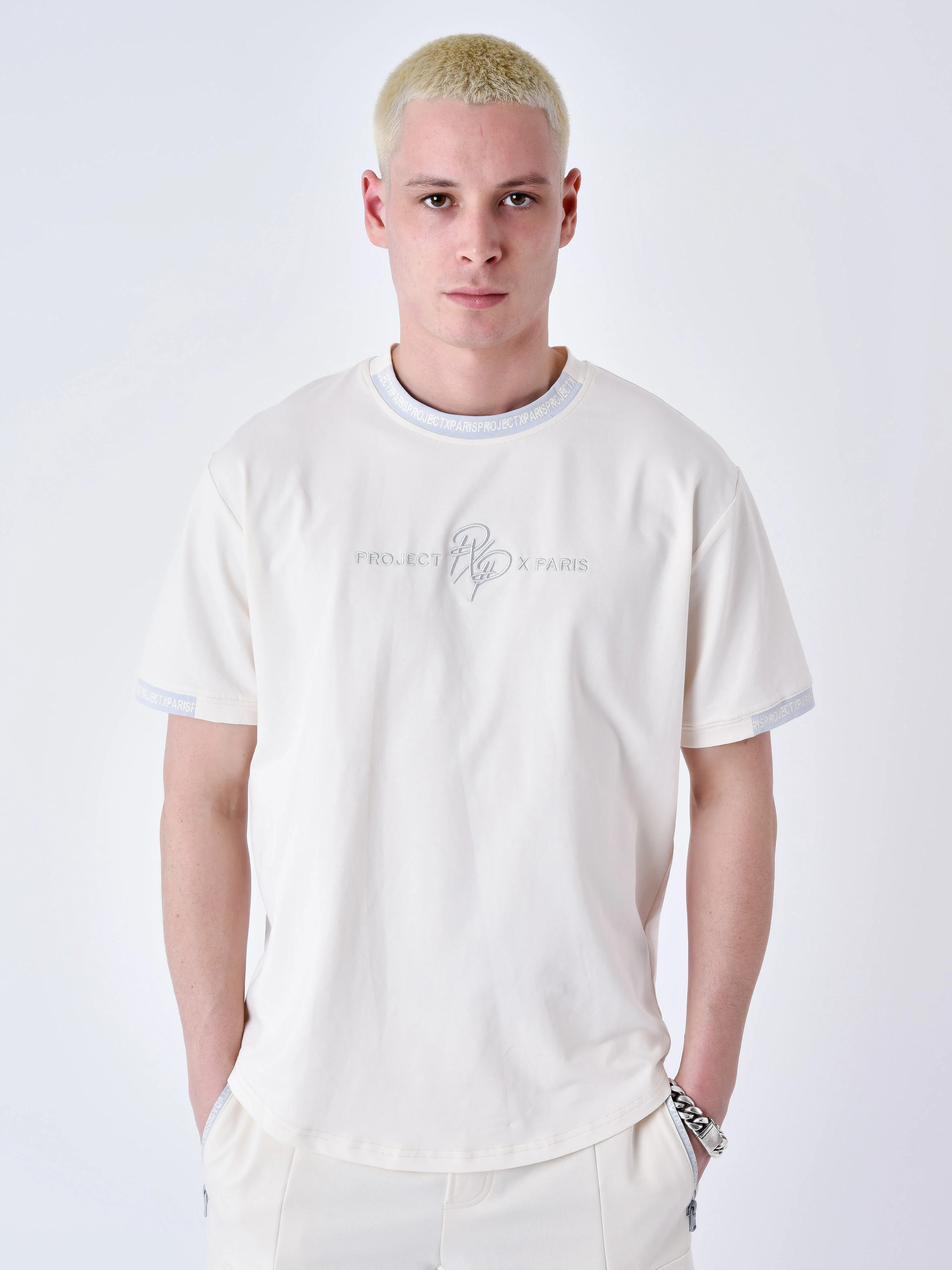 T-shirt uni avec bande logo