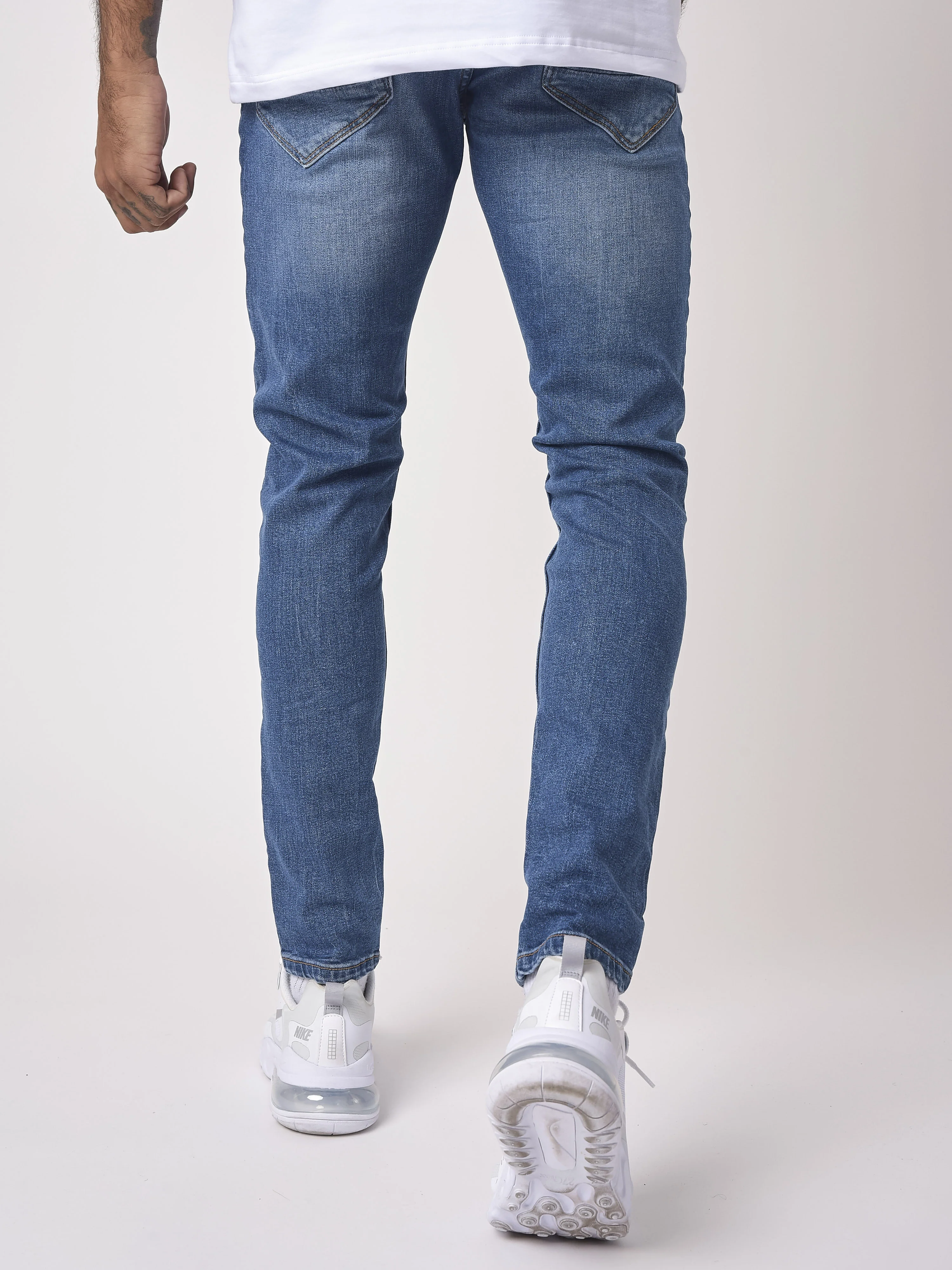 Jean slim basic bleu avec trous - Image 2