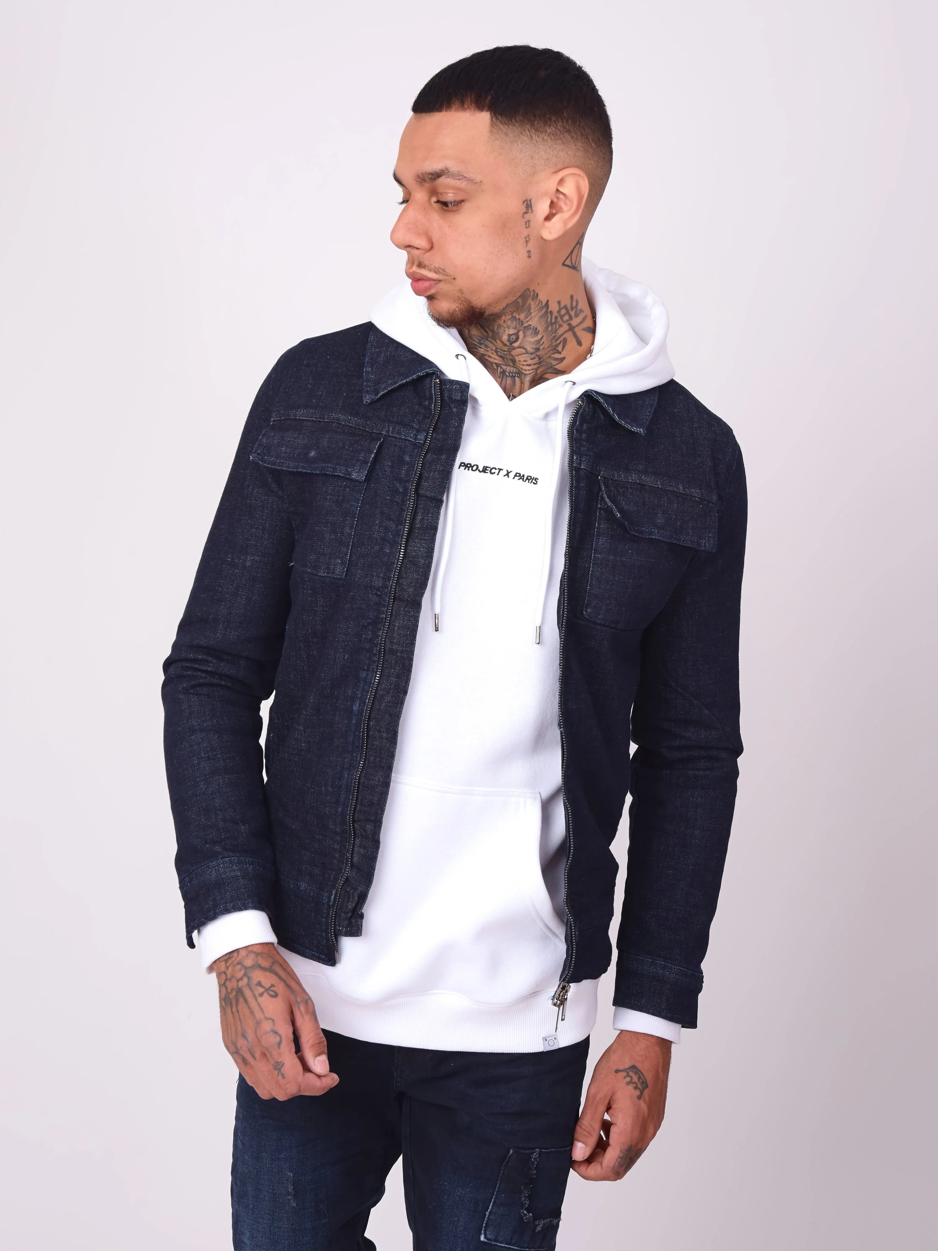 Veste en denim brut à zip - Image 2