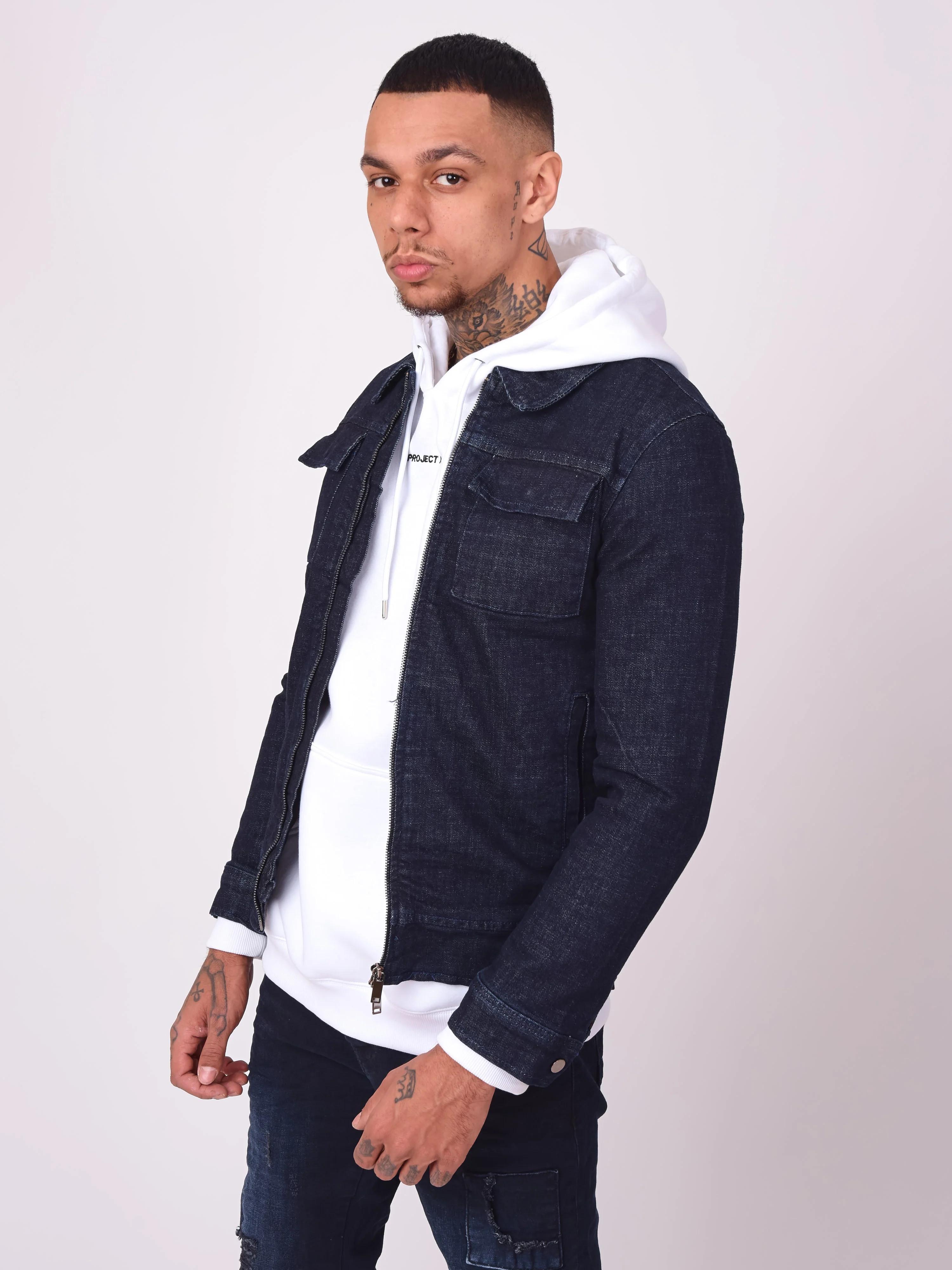 Veste en denim brut à zip - Image 3